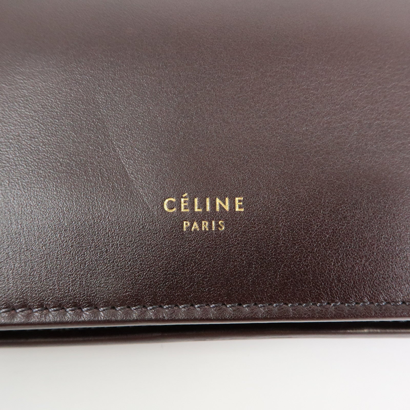 CELINE Leather Mini Clasp Shoulder Bag Dark Brown 181053ASG