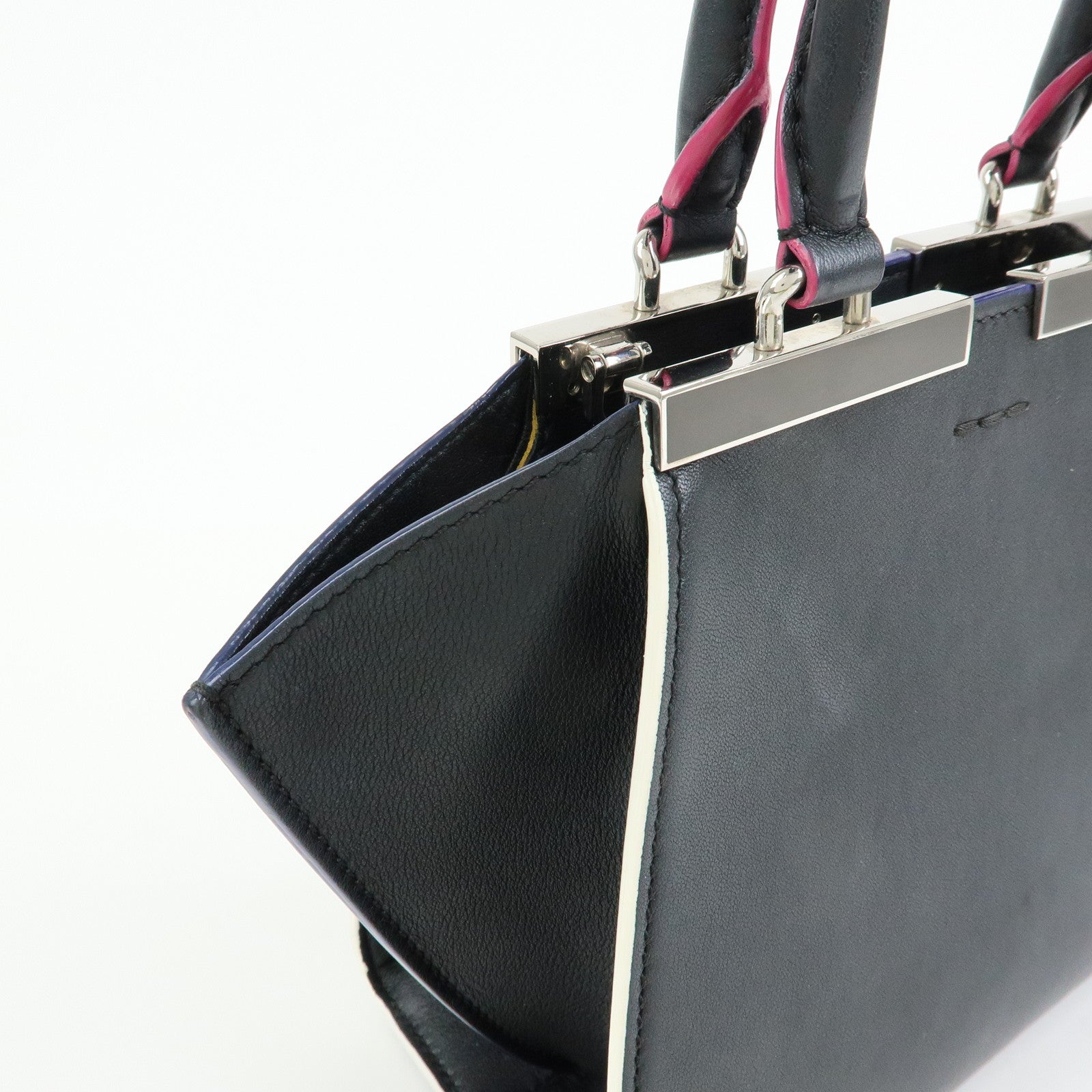 FENDI 3Jours Leather 2Way Shoulder Bag Hand Bag Black 8BH333