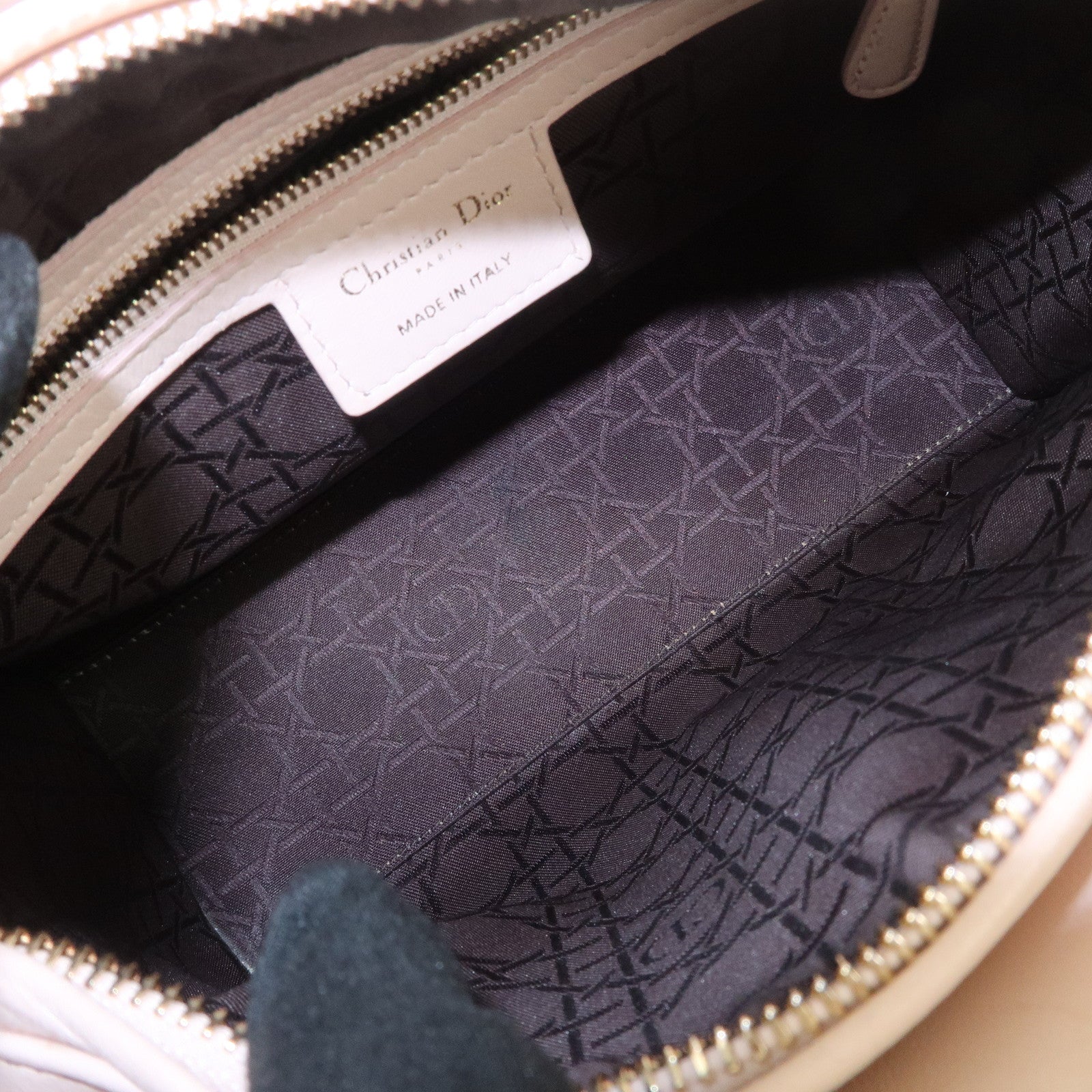 Christian Dior Cannage Leather 2Way Bag Shoulder Bag Pink Beige Used