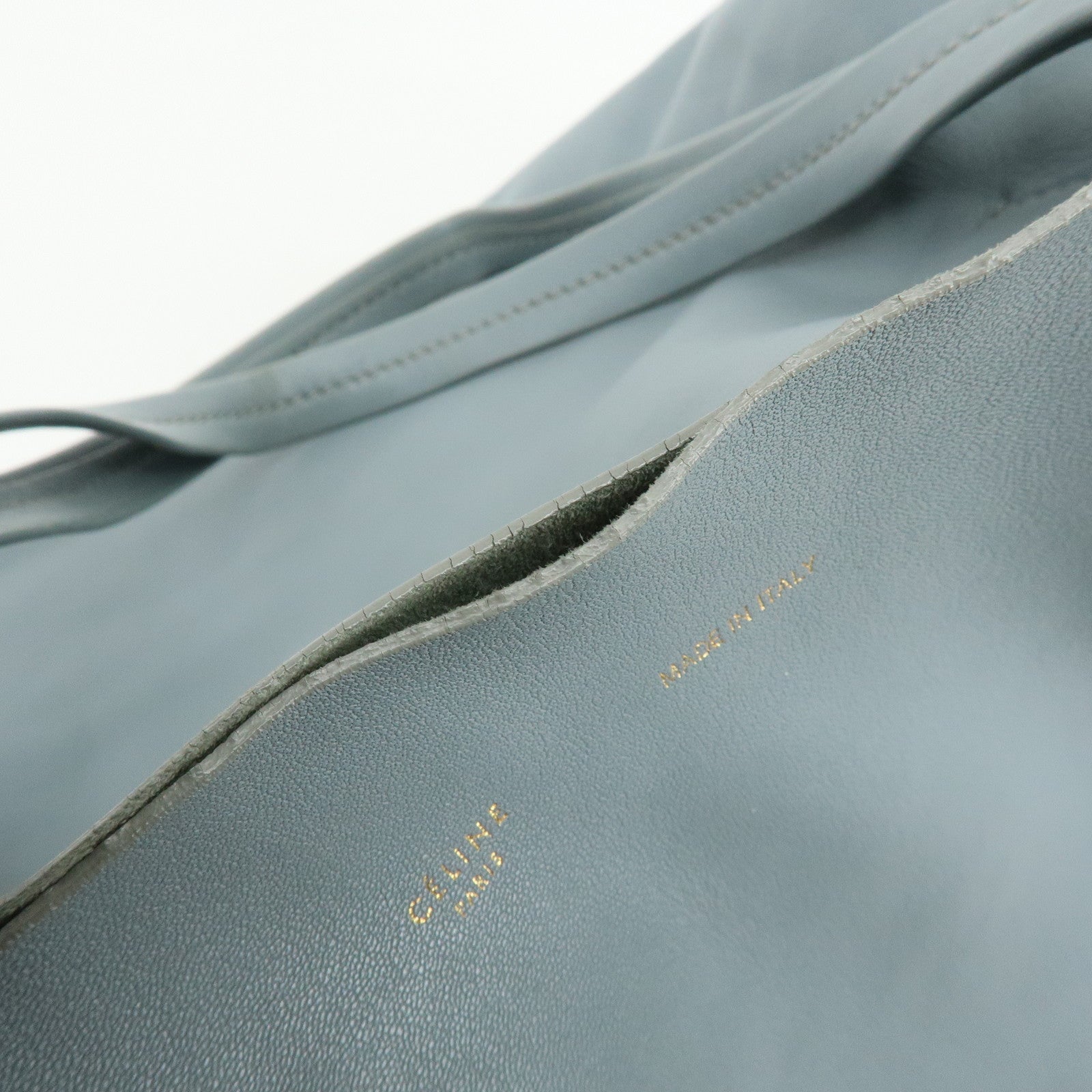 CELINE Horizontal Cabas Leather Tote Bag Shoulder Bag Light Blue