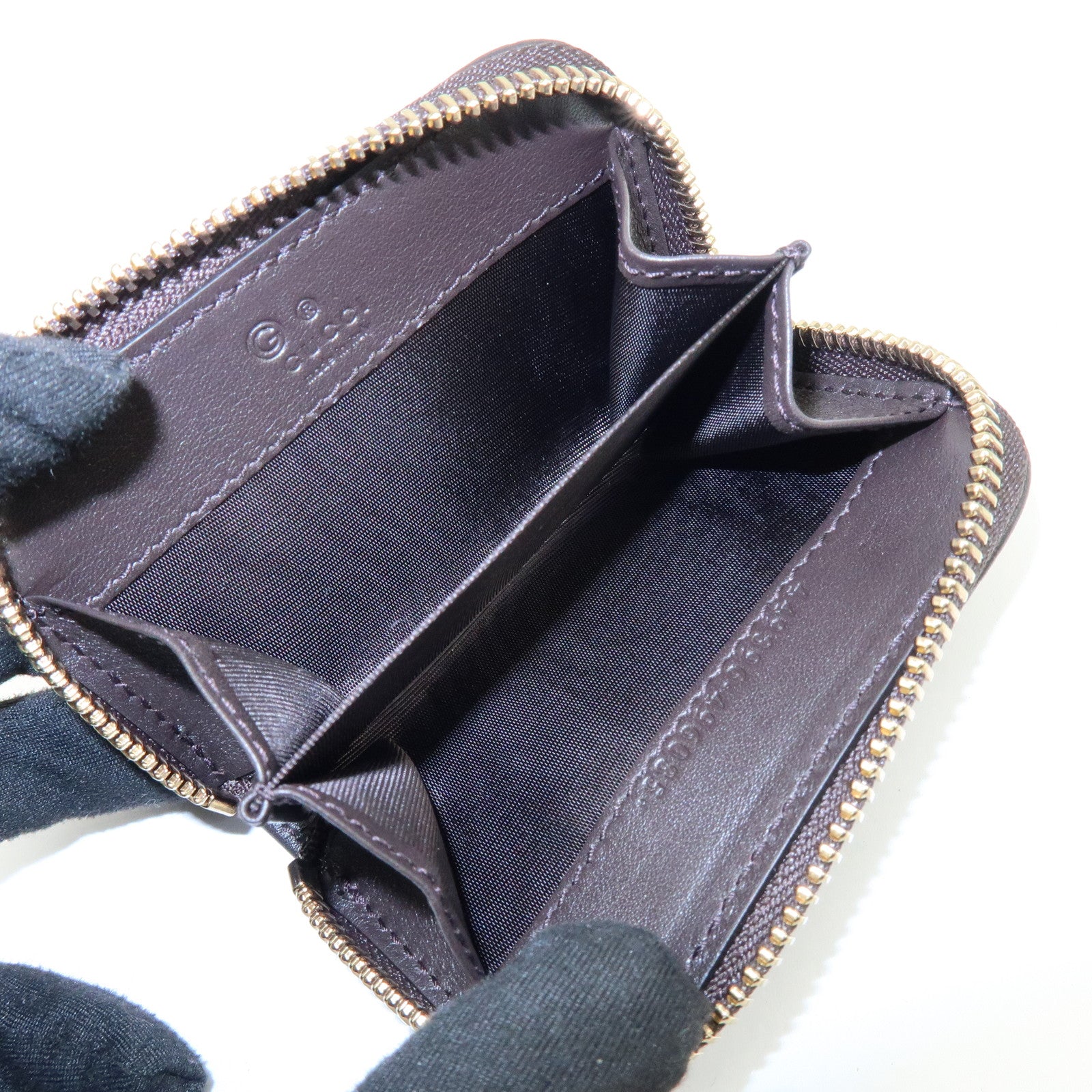 GUCCI Micro Guccissima Leather Coin Case Purse Dark Brown 449896