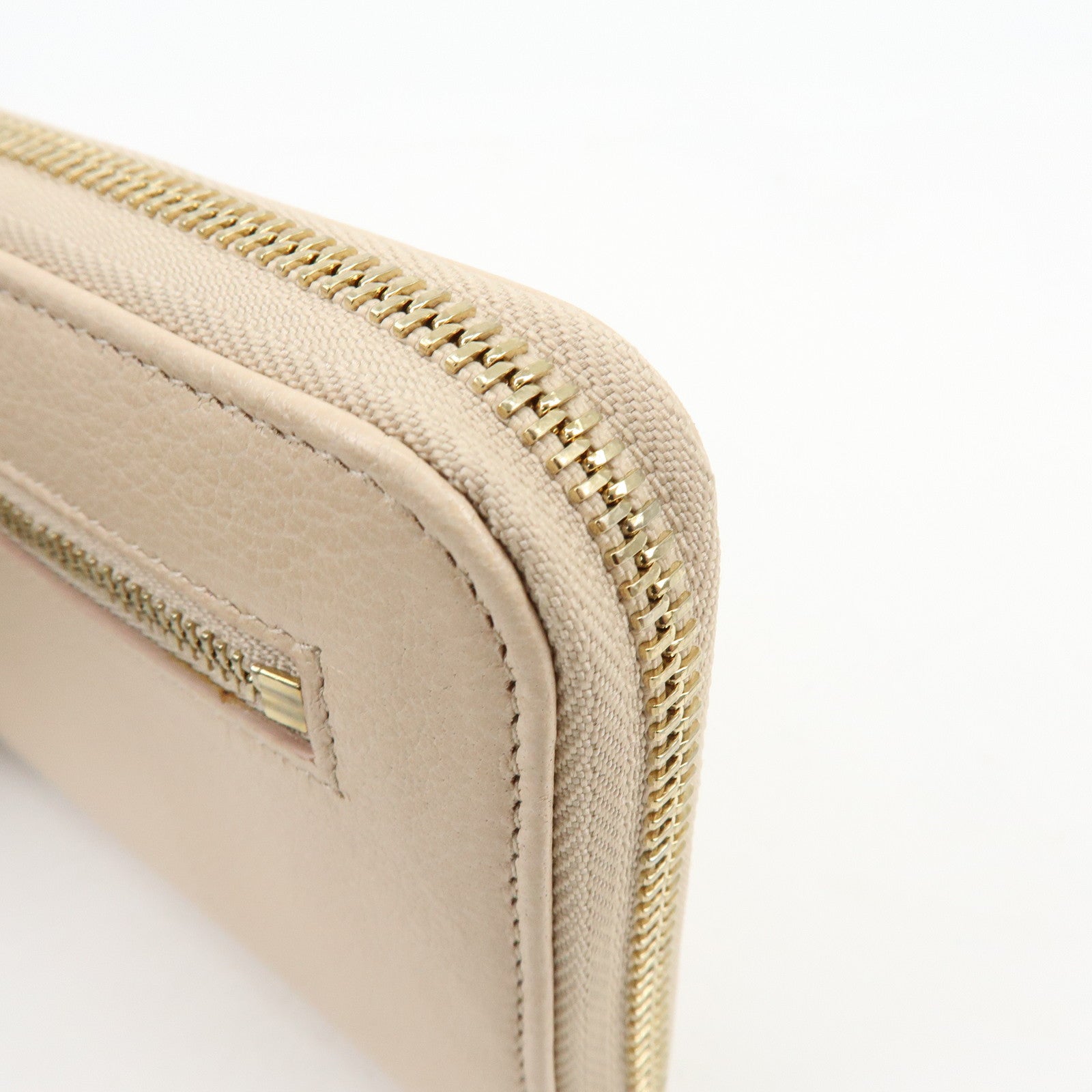 BVLGARI Logo Leather Round Zippy Long Wallet Pink Beige