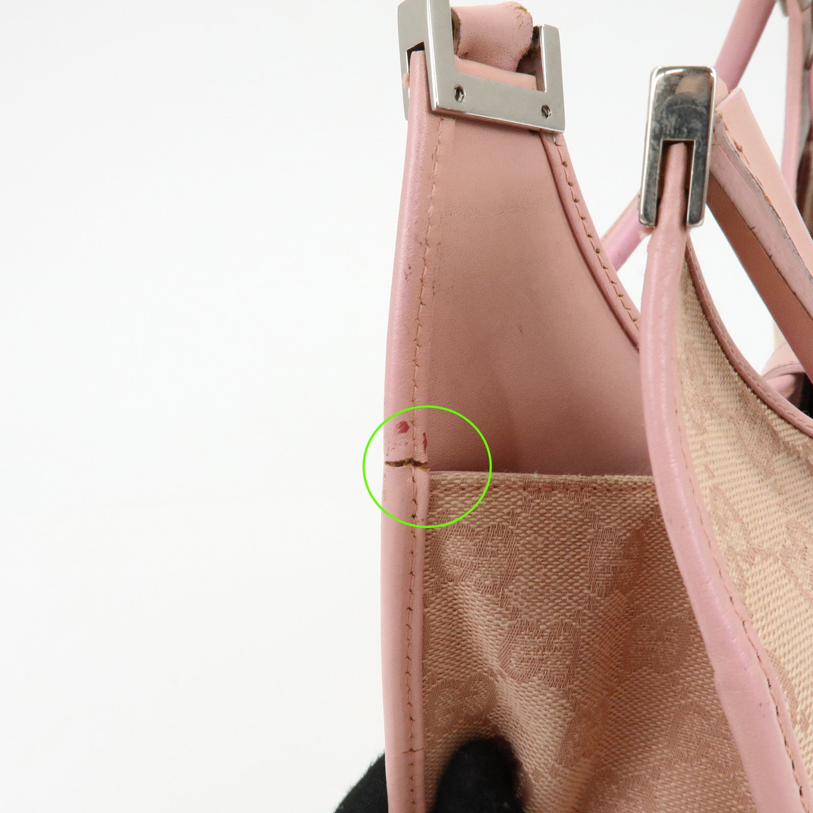 GUCCI Jackie GG Canvas Leather Shoulder Bag Pink 002・1067