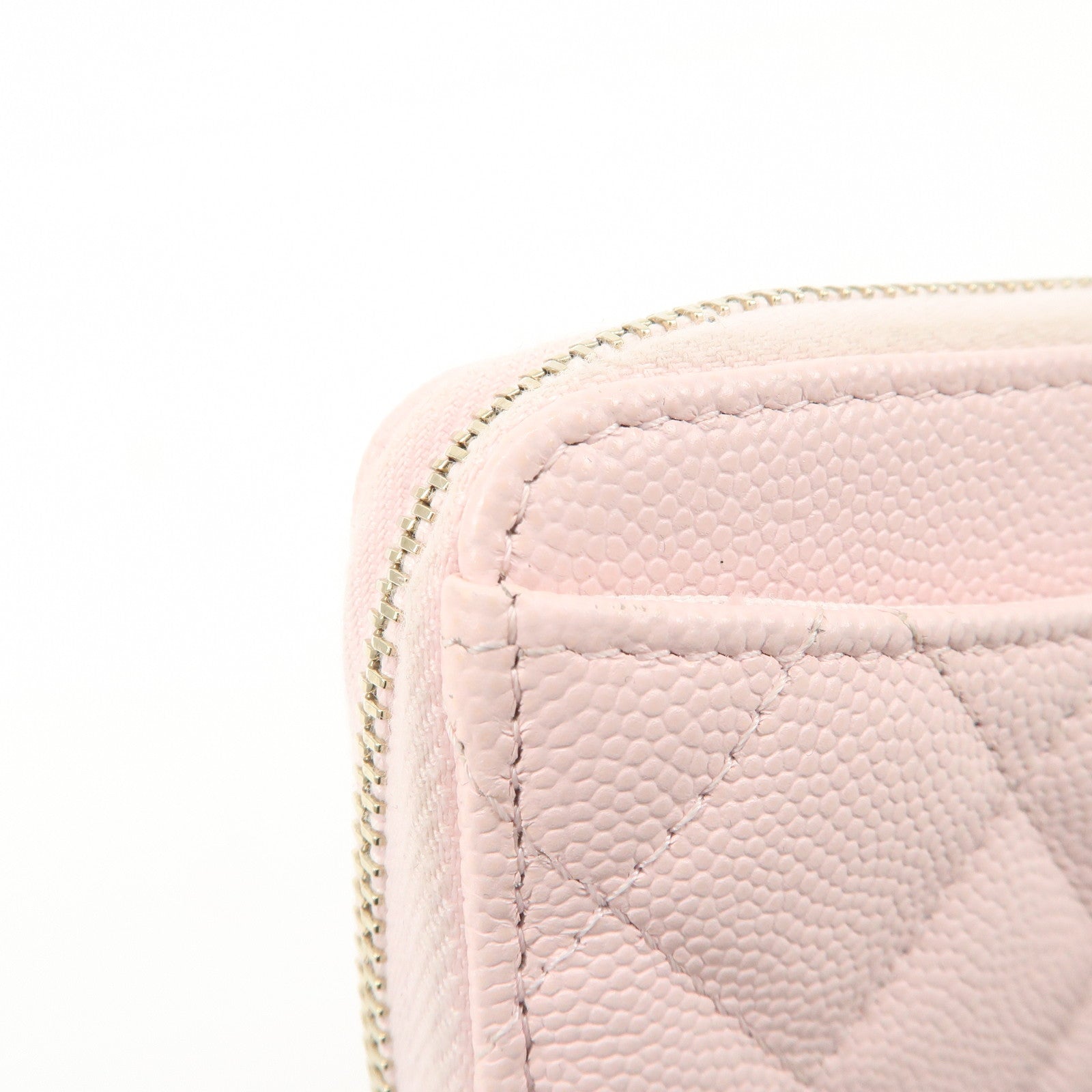 CHANEL Time Classic Matelasse Caviar Skin Zippy Coin Purse Pink AP0216 Used