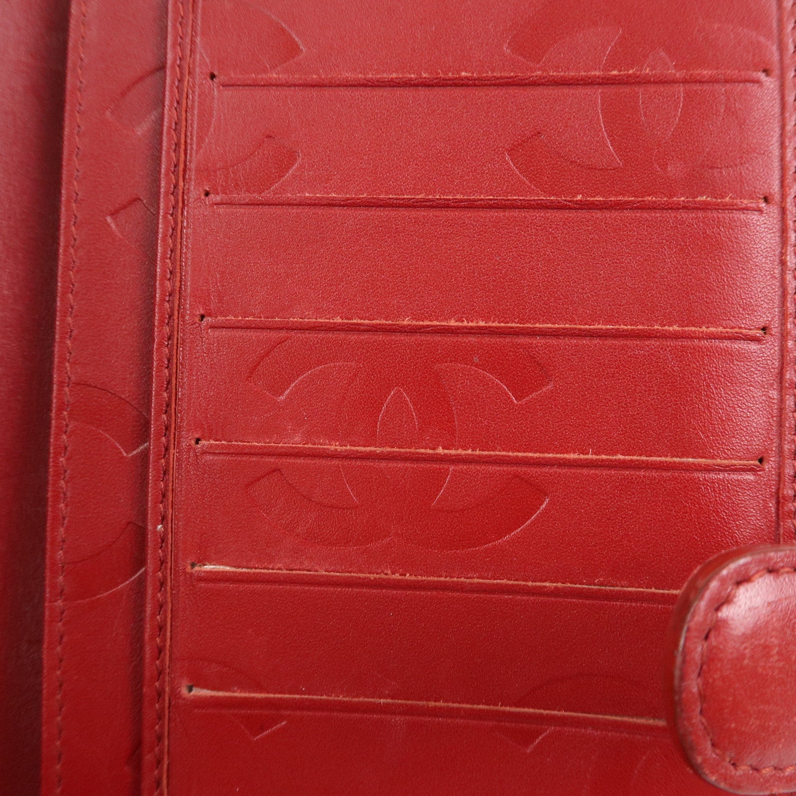 CHANEL Cambon Line Matelasse W Hook Long Wallet Red A46643