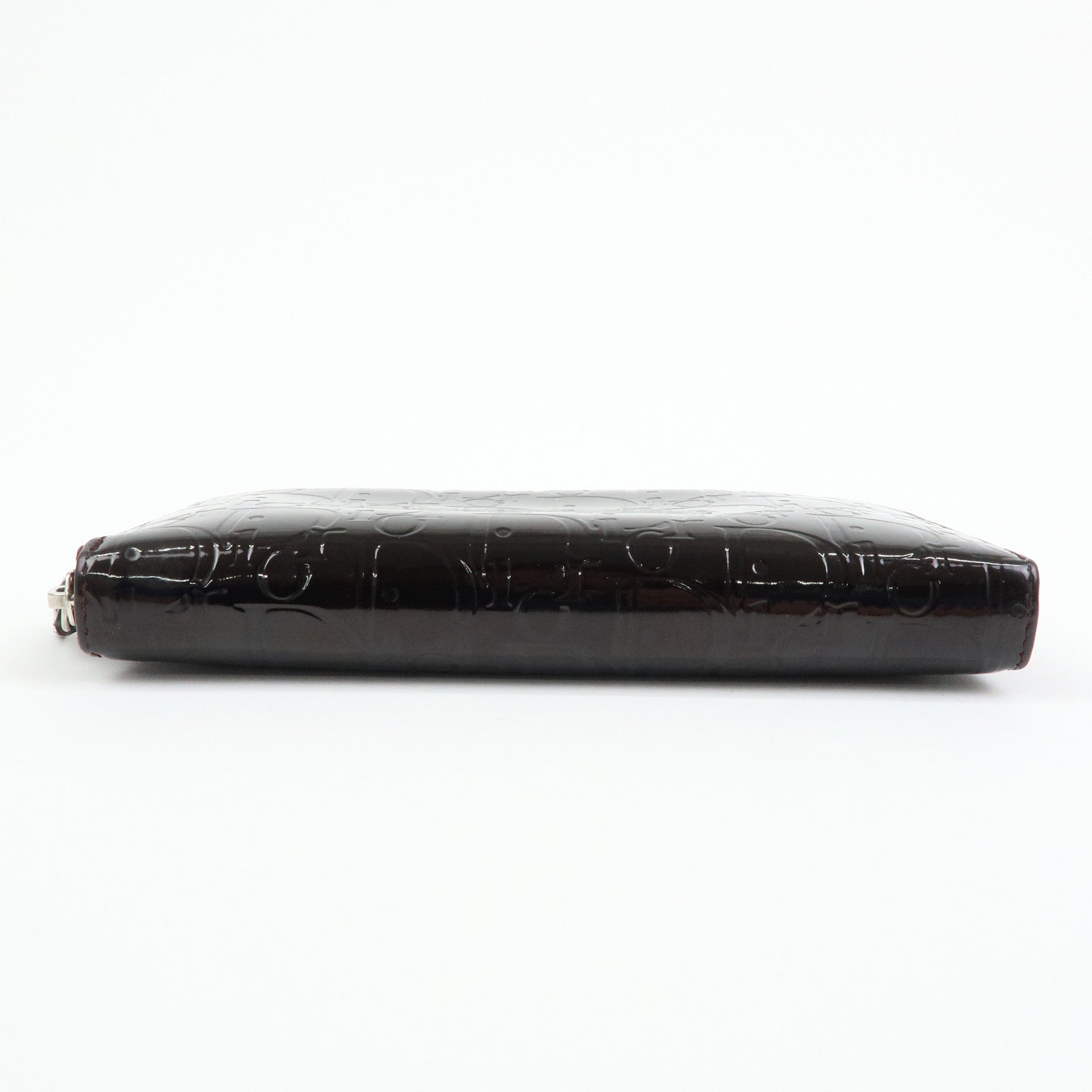 Christian Dior Trotter Patent Leather Round Zippy Wallet Purple