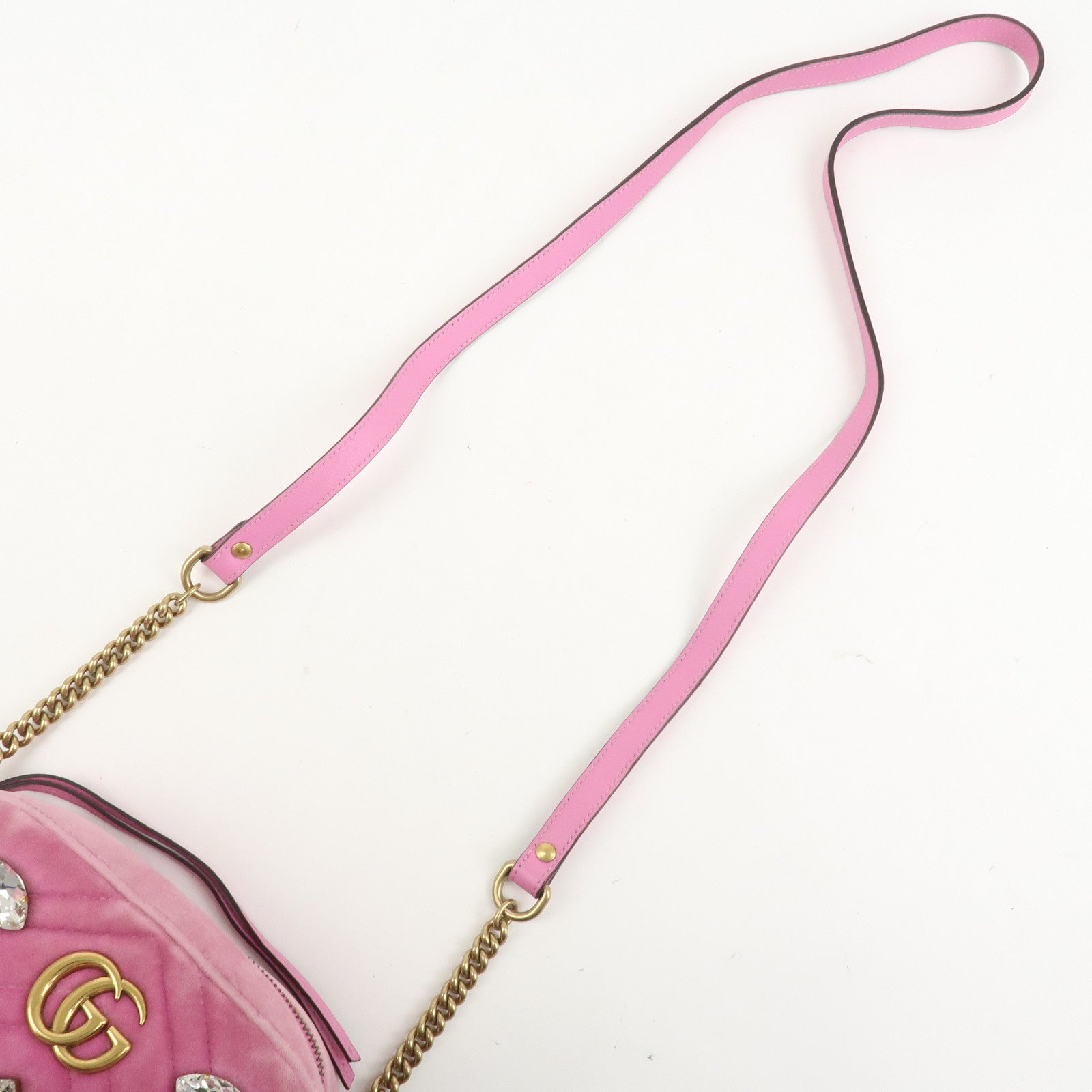 GUCCI GG Marmont Velour Shoulder Bag Corssbody Bag Pink 448065