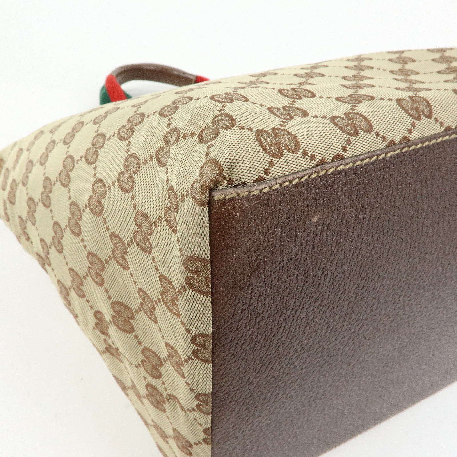 GUCCI Sherry GG Canvas Leather Tote Bag Hand Bag Beige Brown 131231