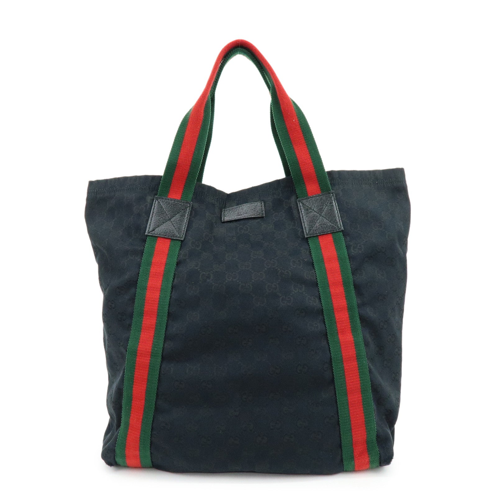 GUCCI Sherry GG Canvas Leather Tote Bag Shoulder Bag Black