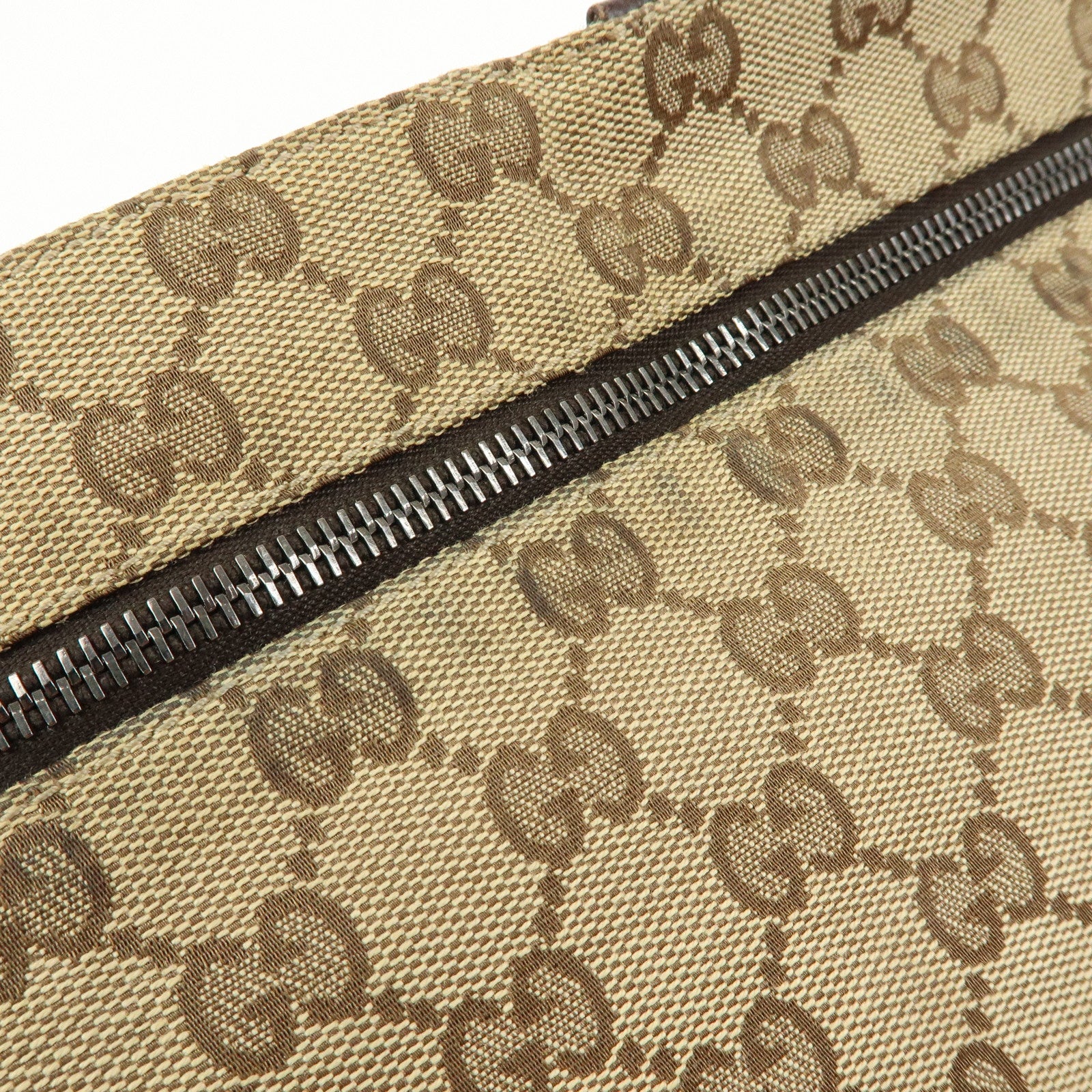 GUCCI GG Canvas Leather Waist Bag Crossbody Bag Beige Brown 28566