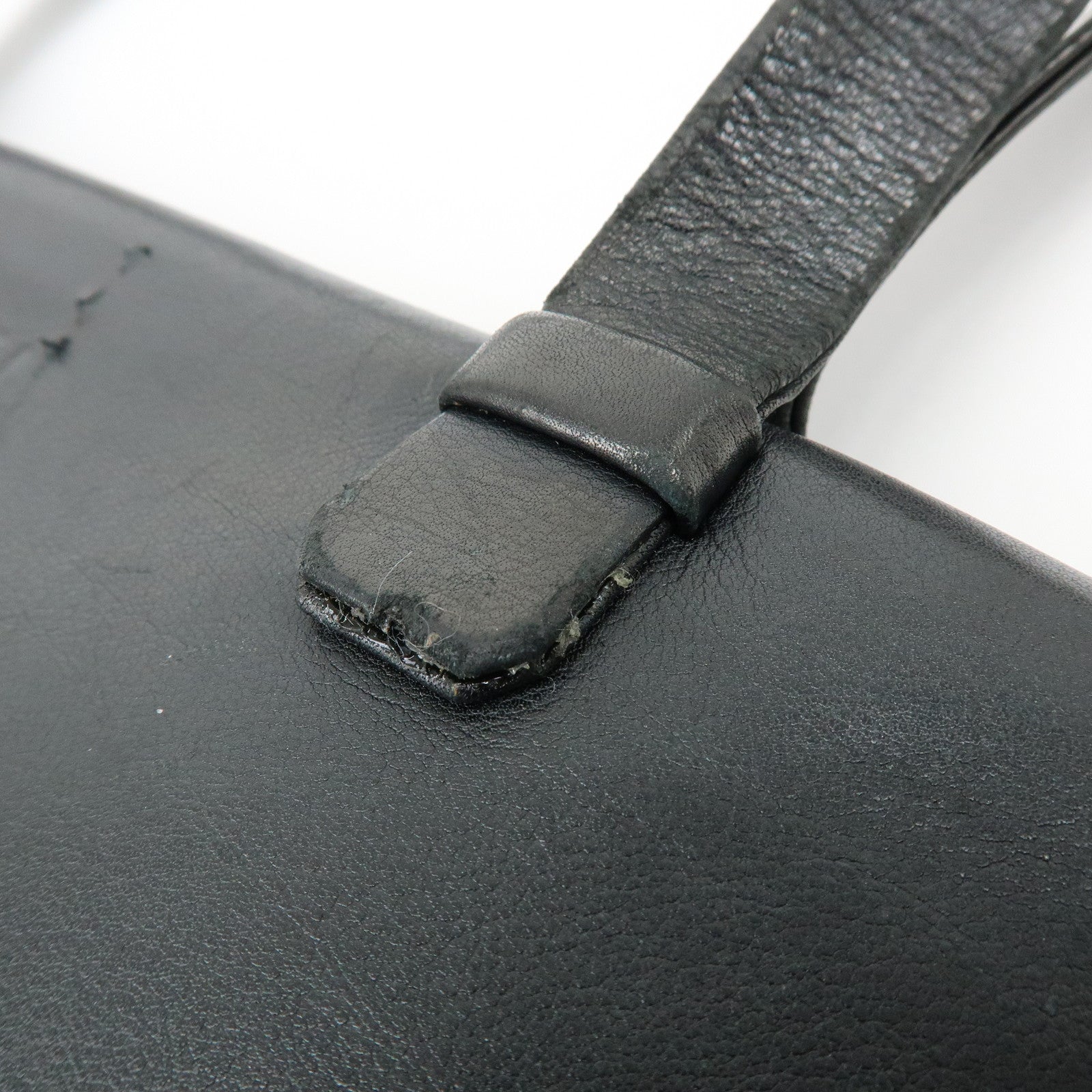 CHANEL Logo Calf Skin Tote Bag Shoulder Bag Hand Bag Black