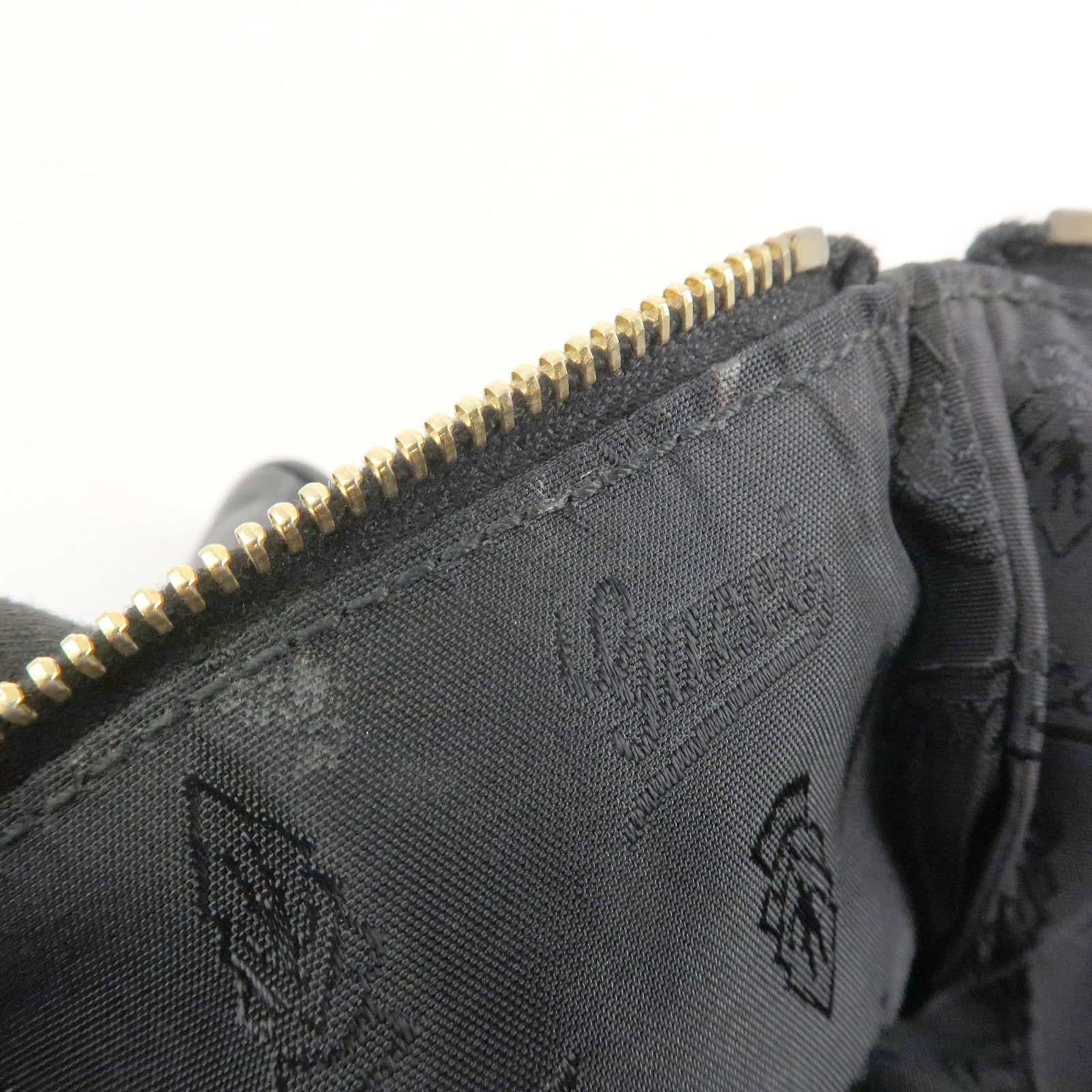 GUCCI Bamboo Leather Clutch Bag Black Gold Hardware 218496 Used