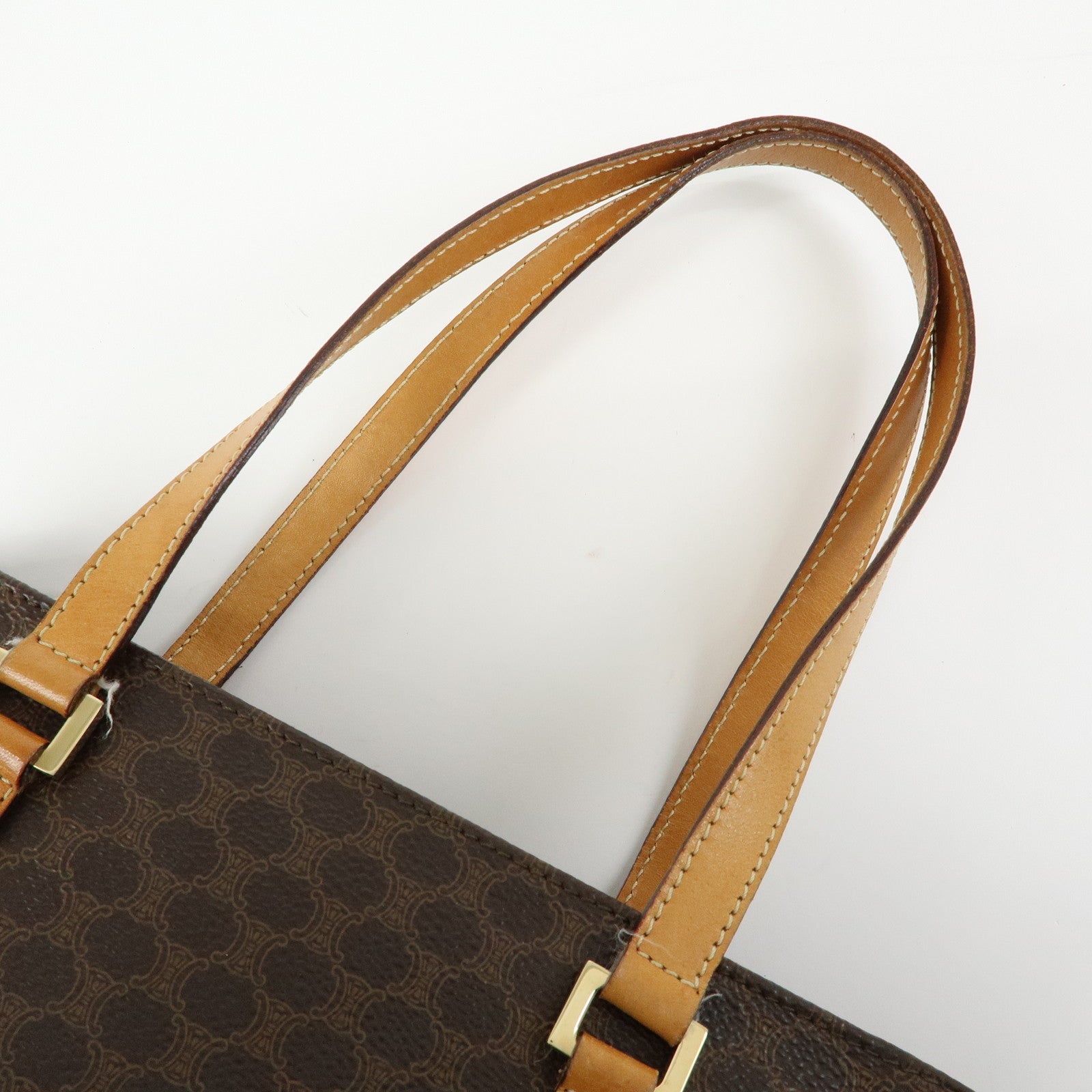 CELINE Macadam PVC Leather Tote Bag Hand Bag Shoulder Bag Brown