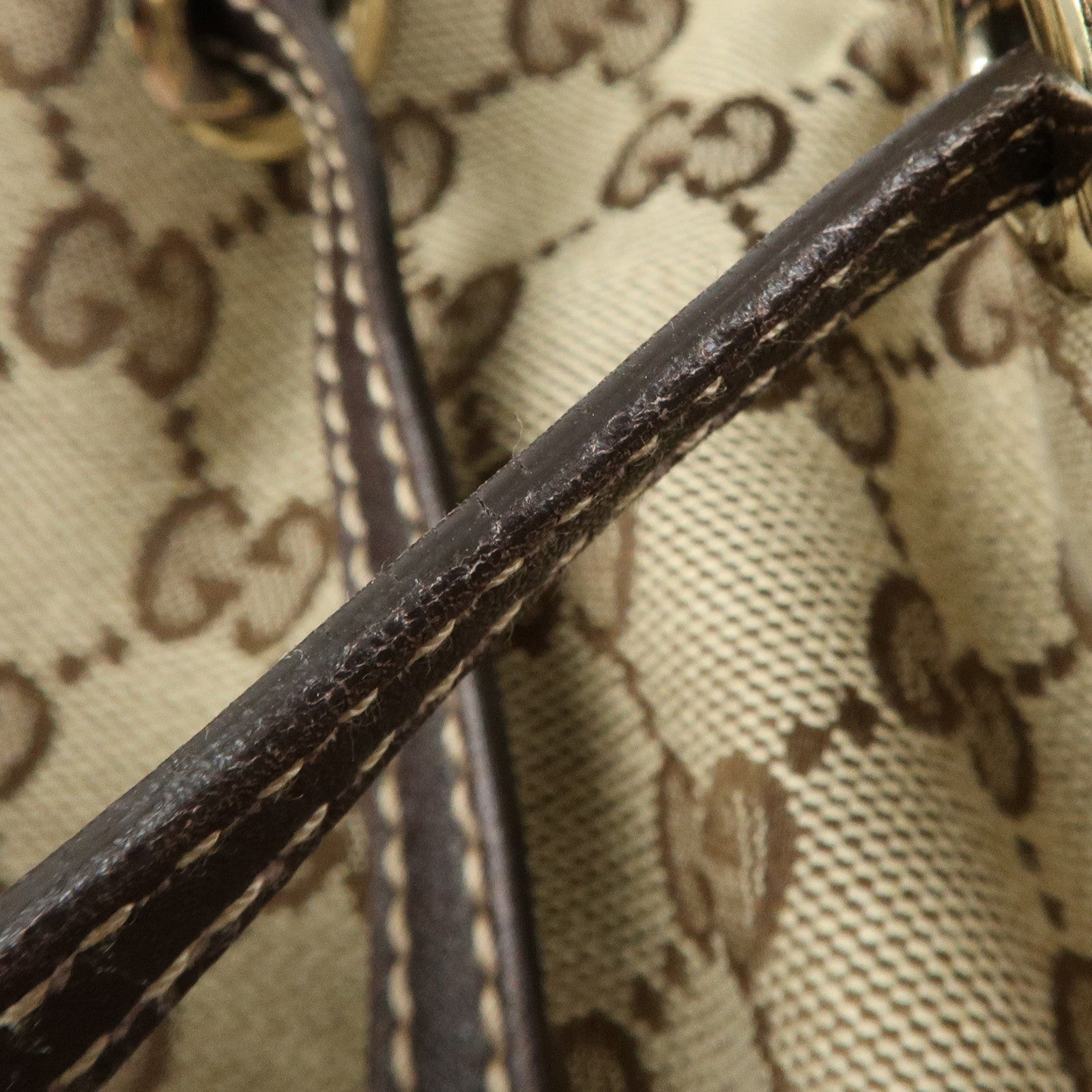 GUCCI Bamboo Fringe GG Canvas Leather Tote Bag Beige Brown 170582