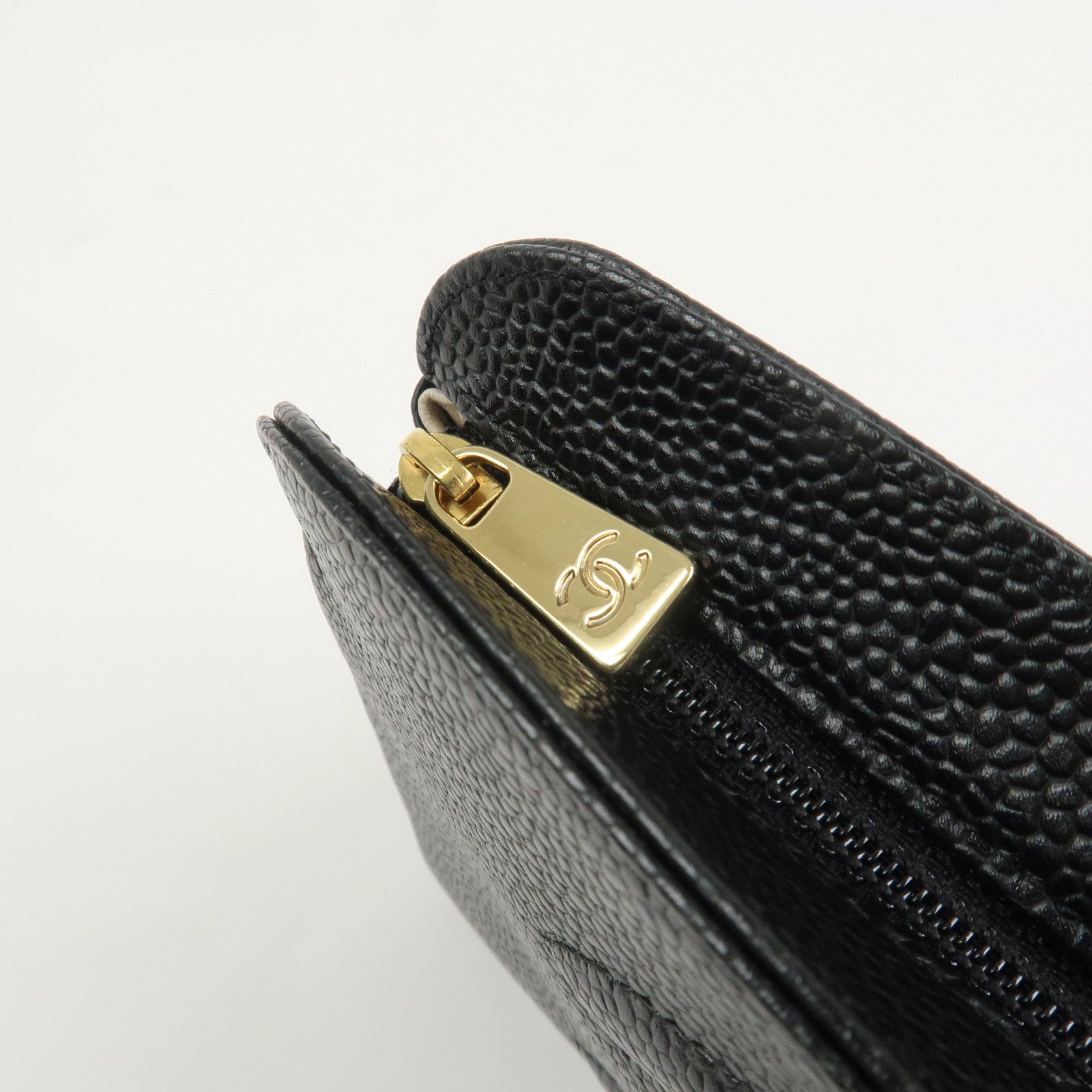 CHANEL COCO Mark Caviarskin Cosmetic Pouch Black