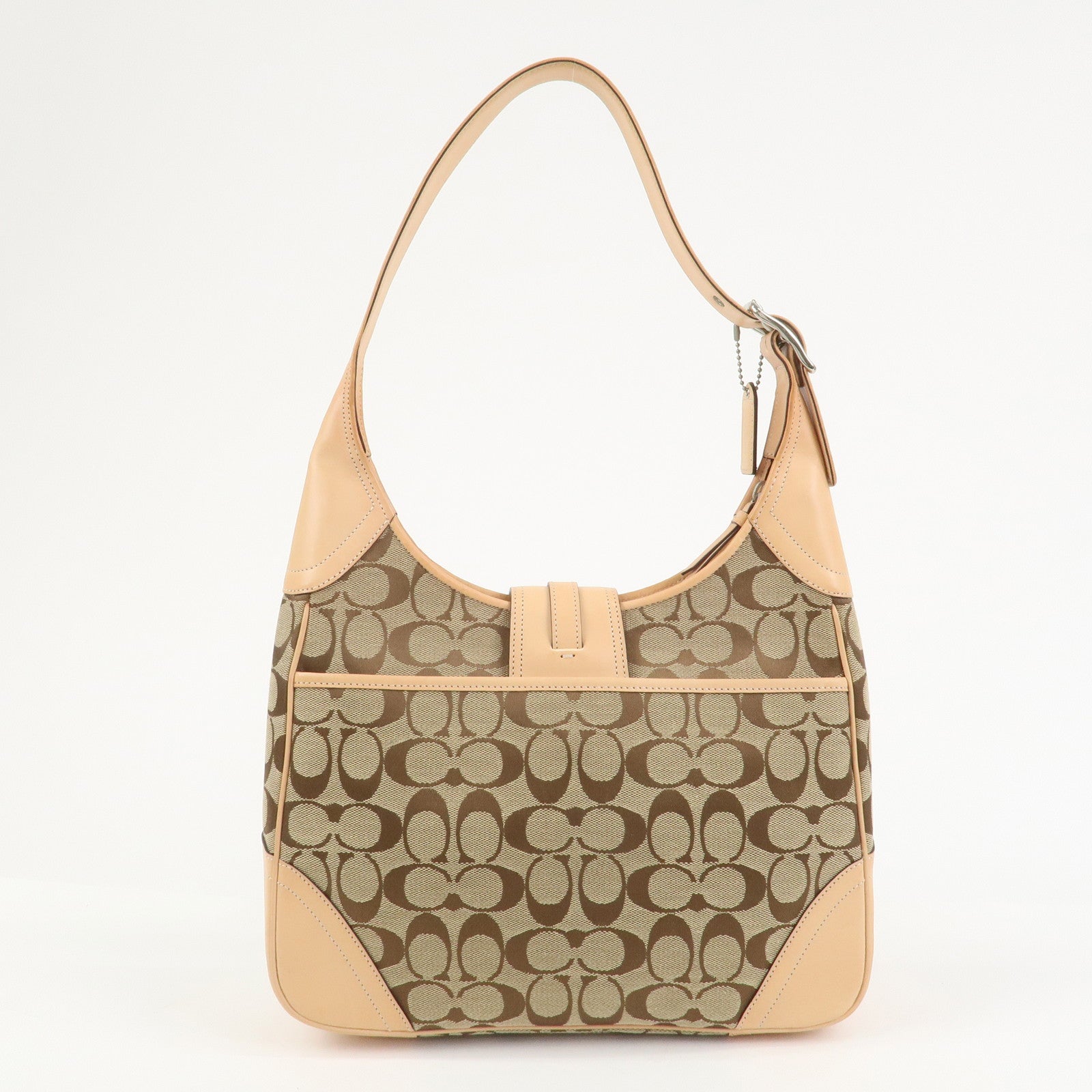 COACH Signature Canvas Leather Shoulder Bag Hand Bag Beige