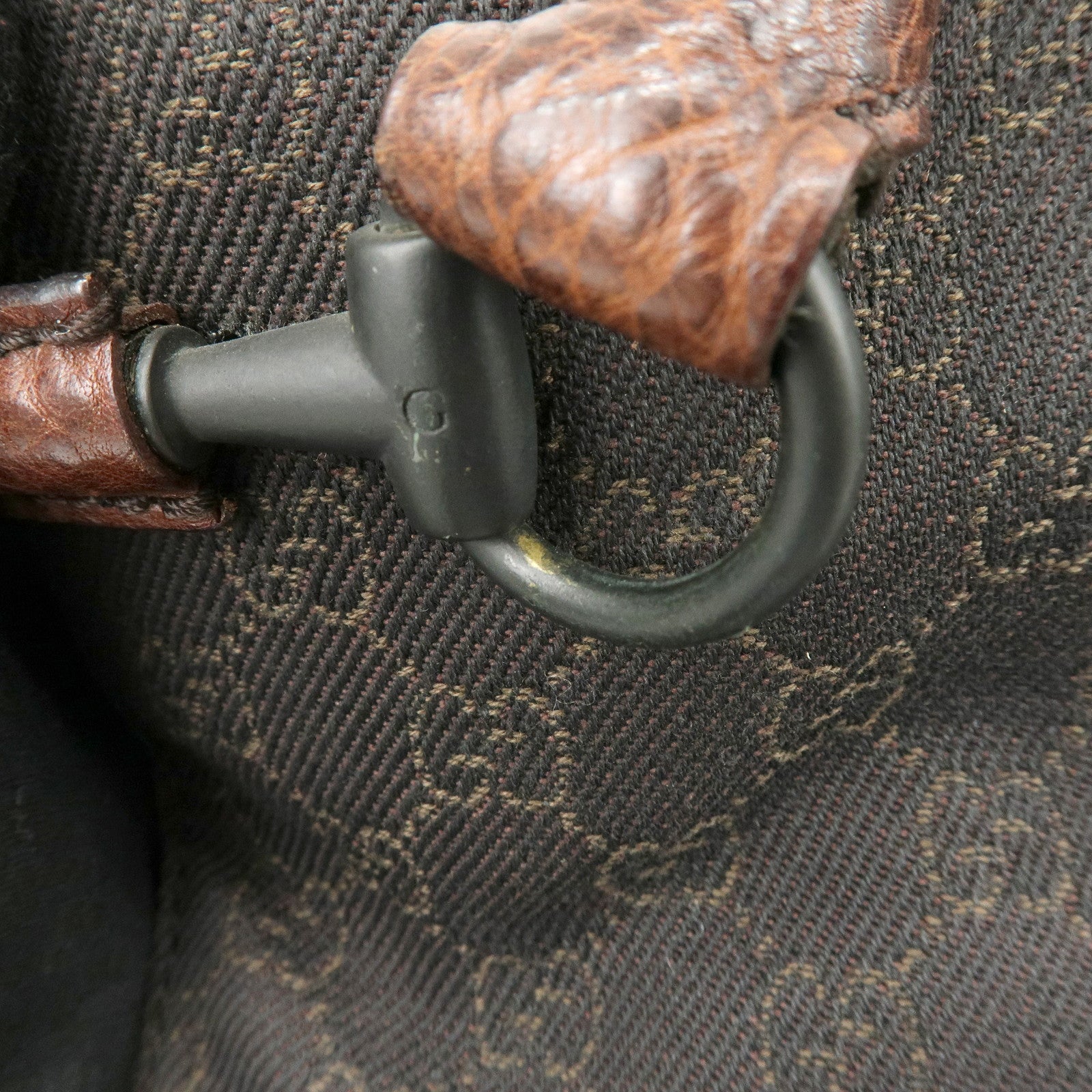 GUCCI Horsebit GG Canvas Leather Tote Bag Shoulder Bag Brown 101971