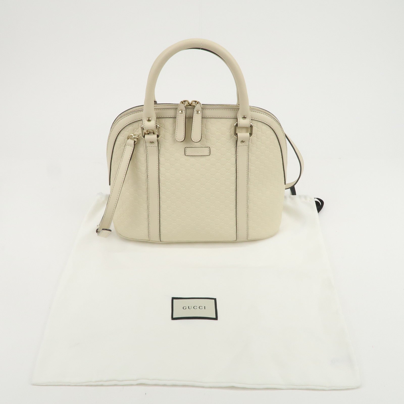 GUCCI Micro Guccissima Leather 2Way Bag Shoulder Bag Ivory 449663