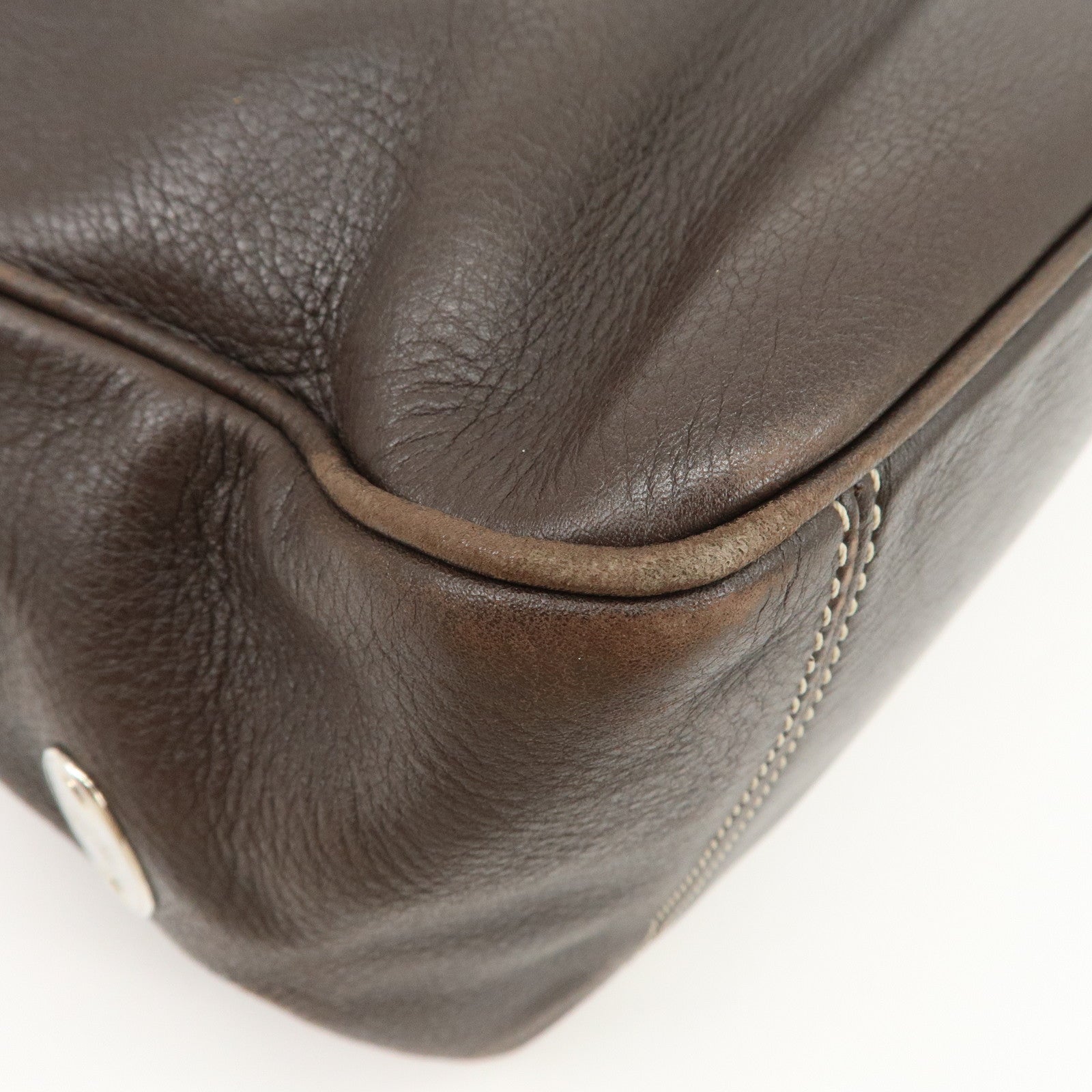 CELINE Boogie Bag Leather Large Tote Bag Hand Bag Dark Brown