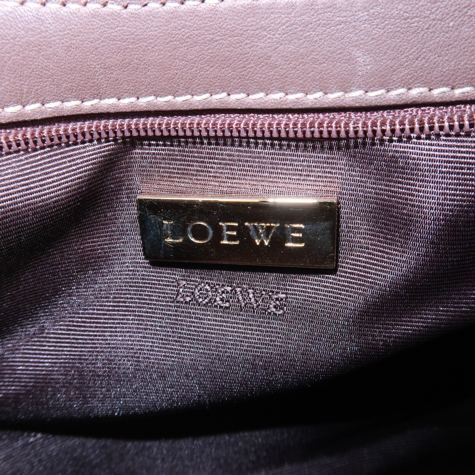 LOEWE Anagram Logo Suede Leather Accessory Pouch Hand Bag Brown Red