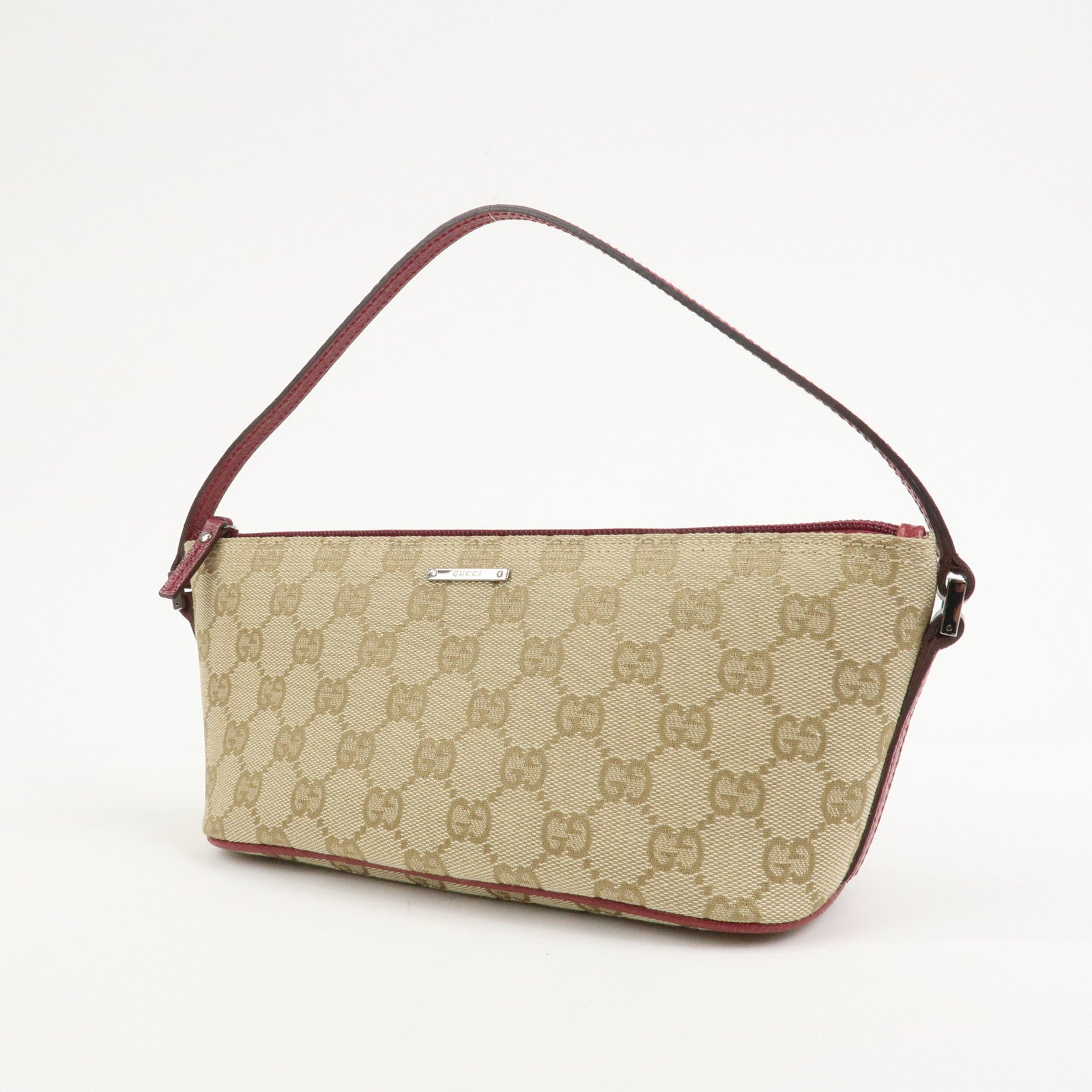 GUCCI Boat Bag GG Canvas Leather Hand Bag Light Brown 07198