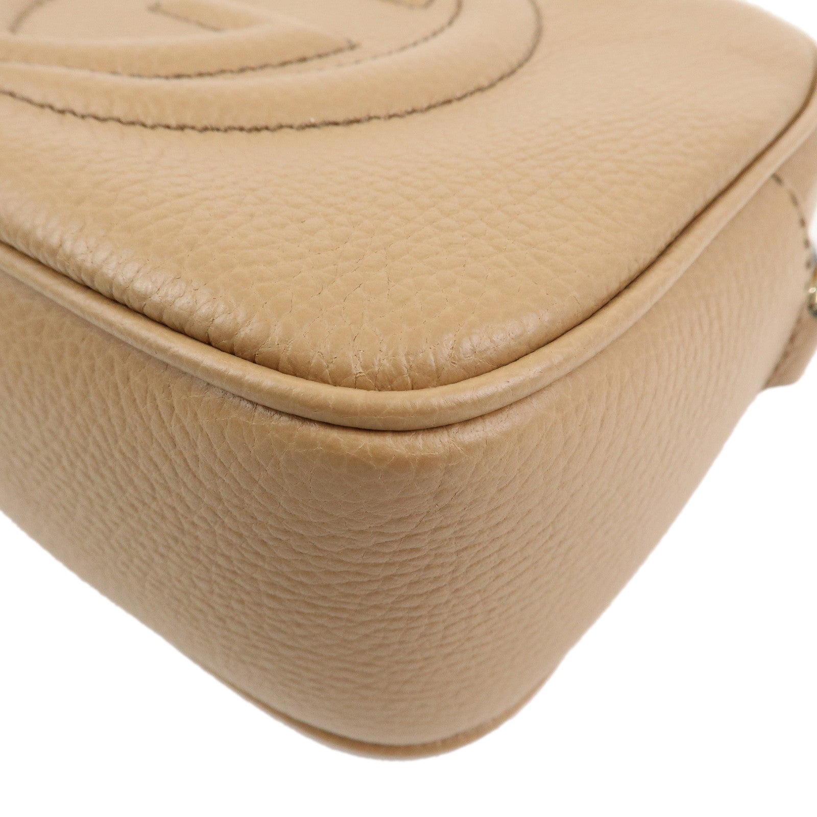 GUCCI SOHO Interlocking G Leahter Small Disco Bag Beige 722319