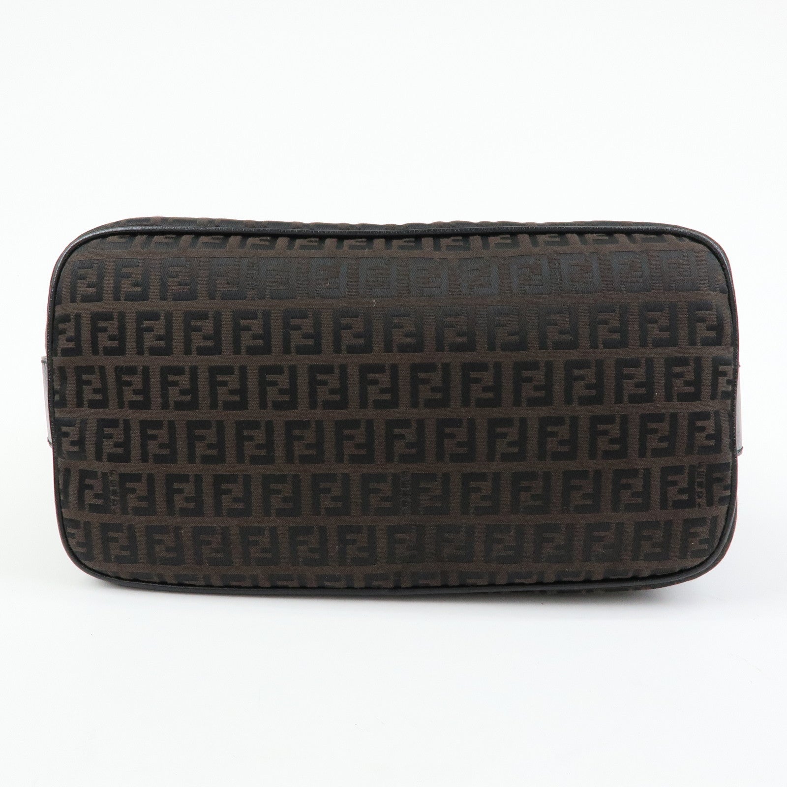 FENDI Zucchino Canvas Leather Shoulder Crossbody Bag Brown 7VA003