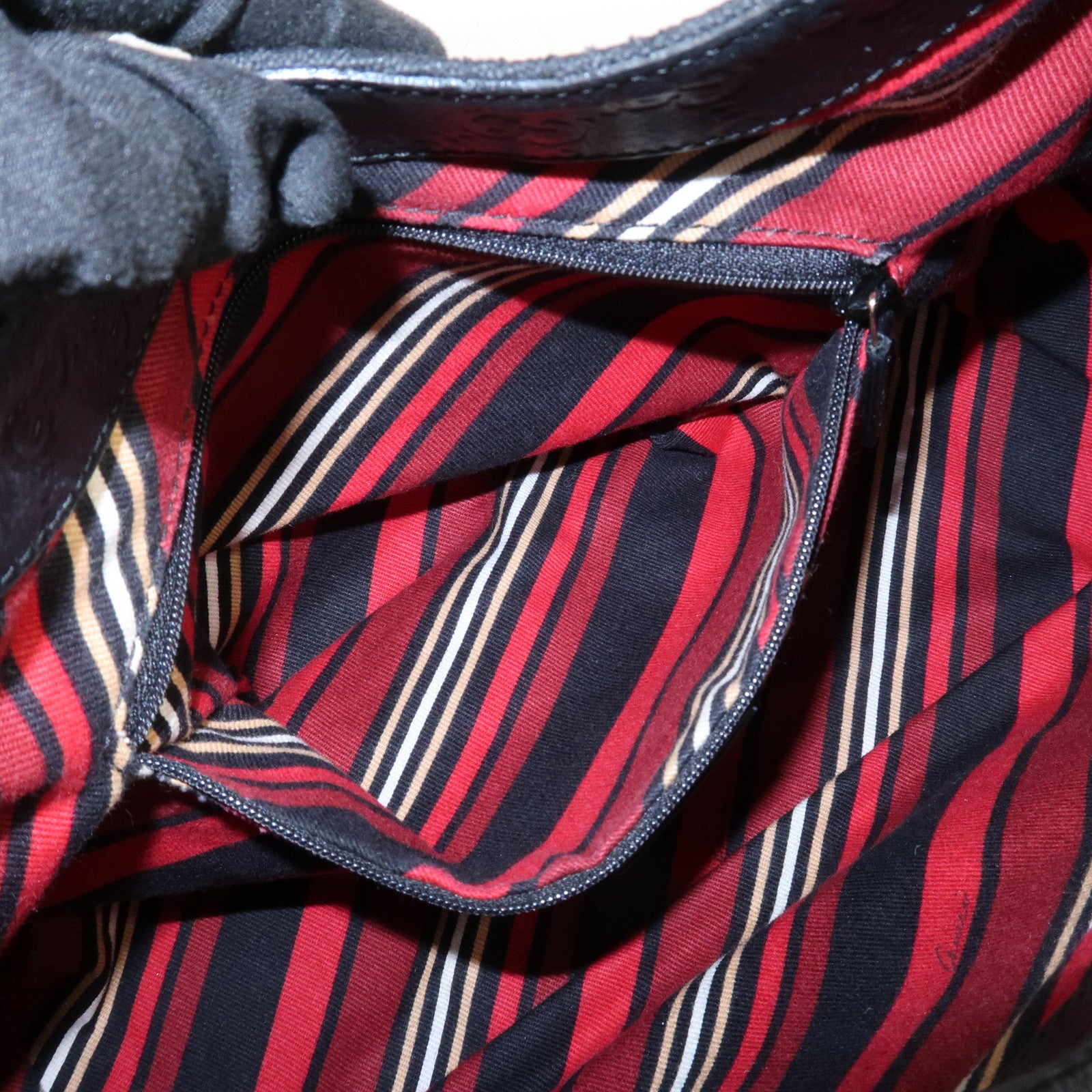 GUCCI Guccissima Leather Canvas Shoulder Bag Hand Bag Black 257265 Used