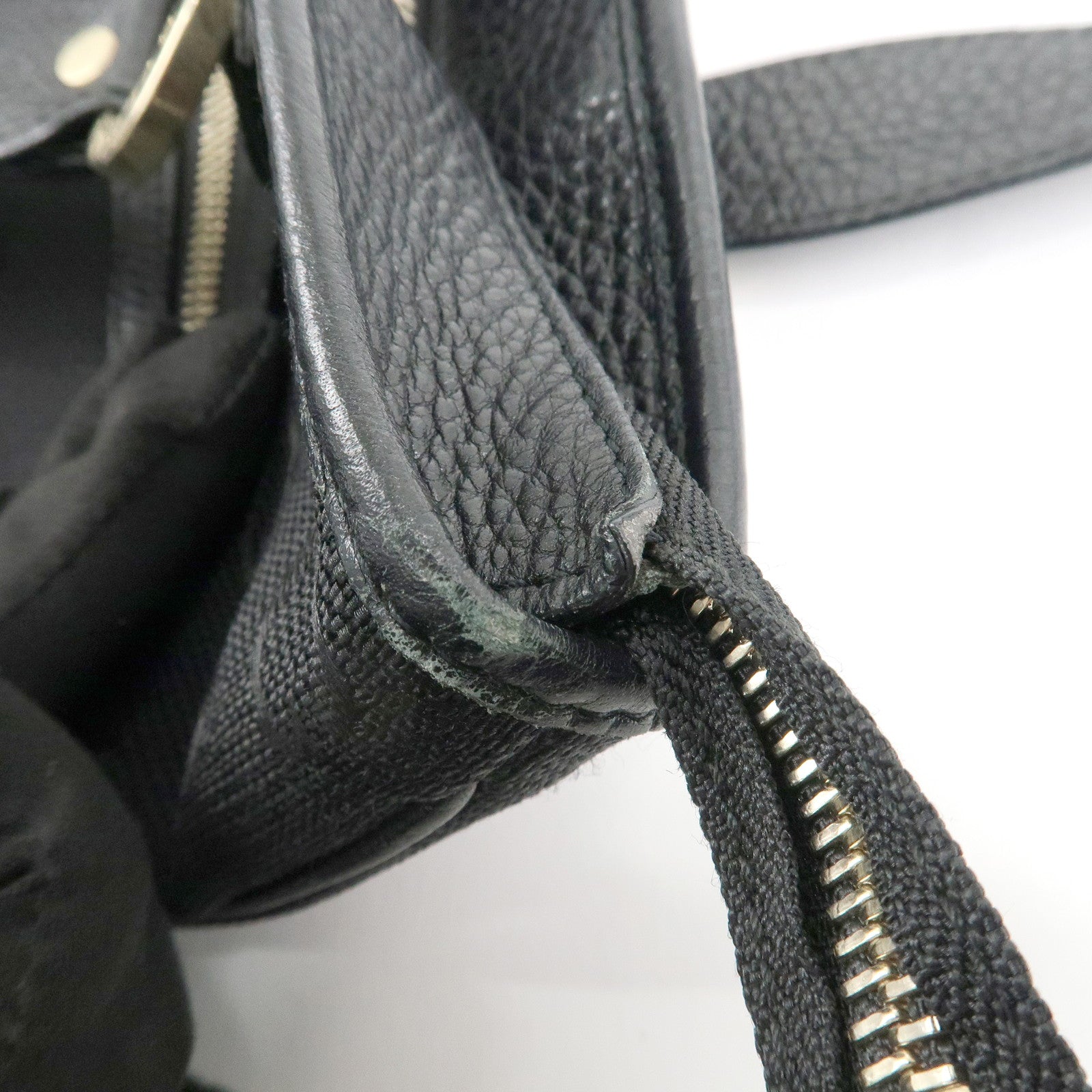 BVLGARI Logo Mania Leather Canvas Tote Bag Hand Bag Black Used