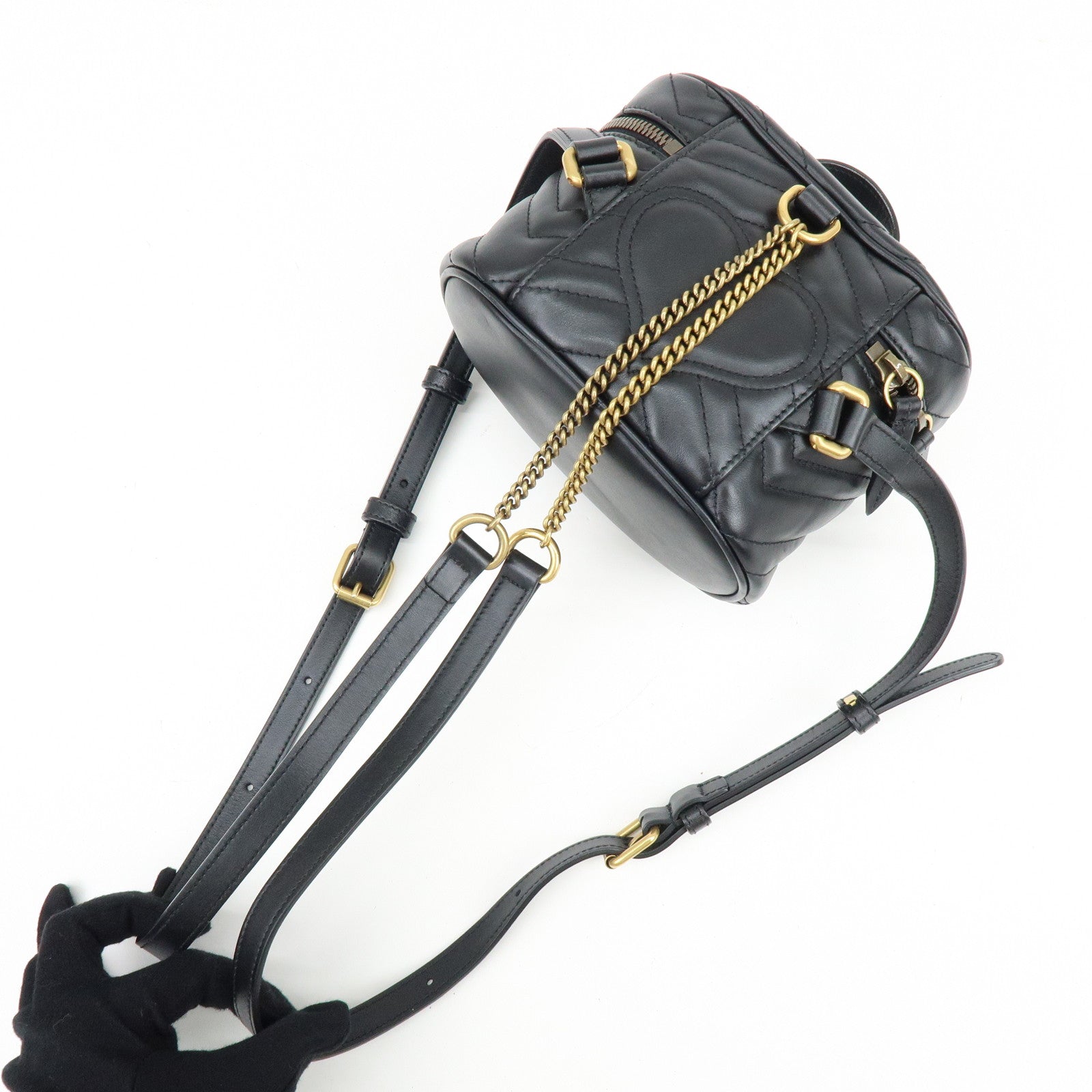 GUCCI GG Marmont Leather Backpack Rucksack Black 598594