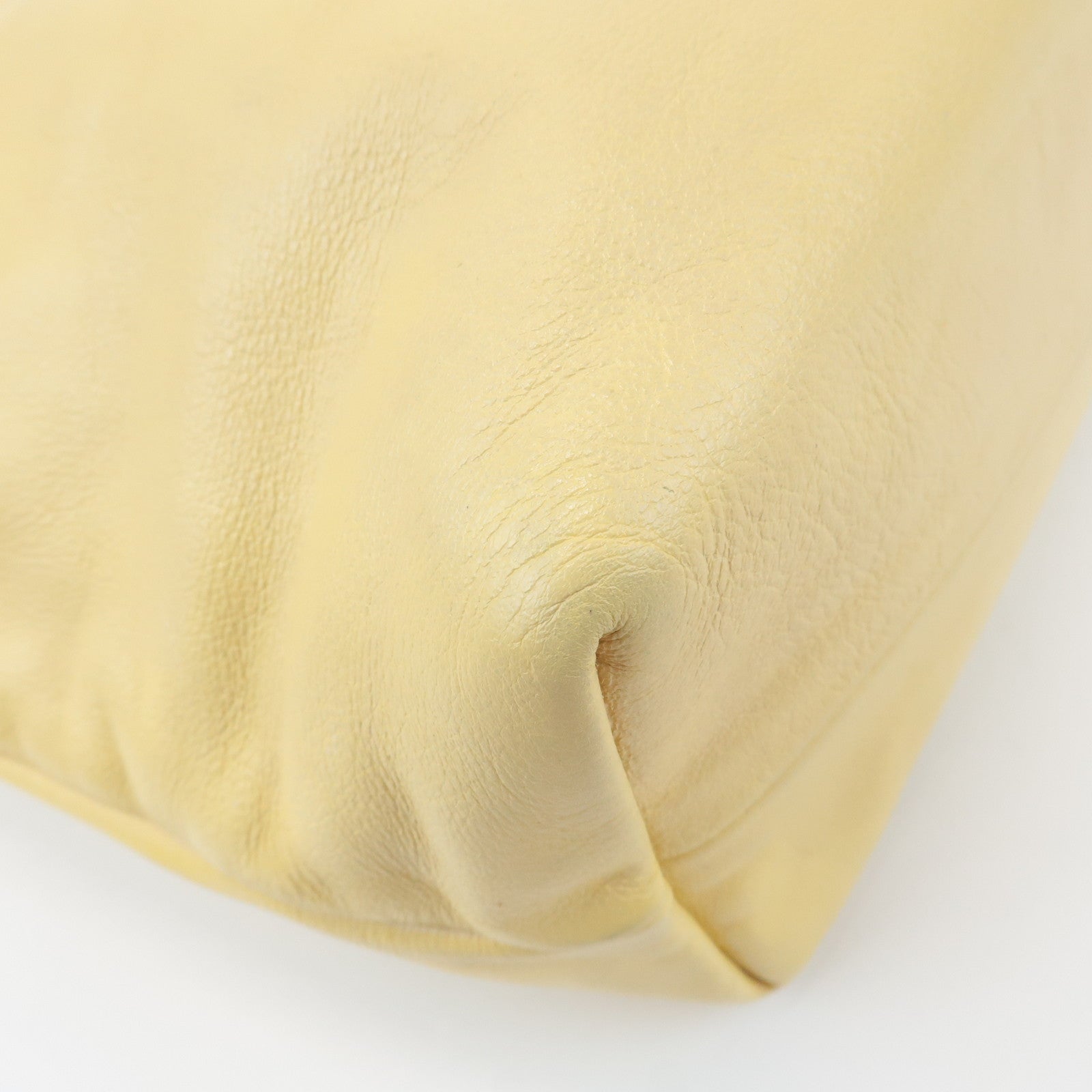 CHANEL COCO Mark Lamb Skin 2Way Bag Tote Bag Yellow Used