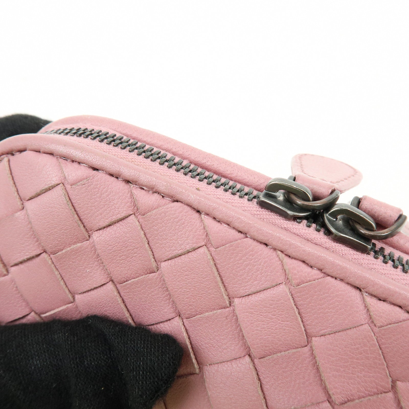 BOTTEGA VENETA Intrecciato Leather Pouch Cosmetic Pouch Pink