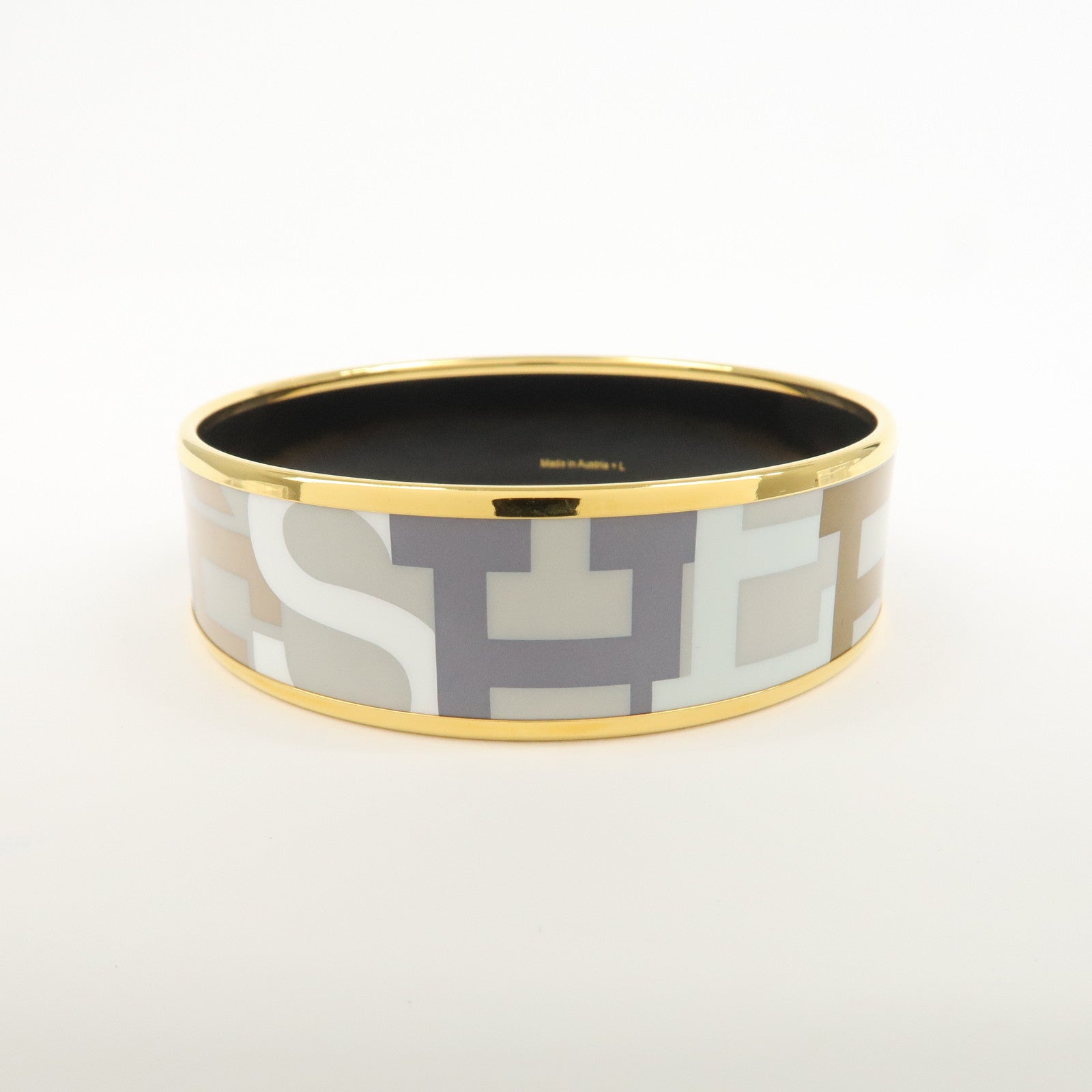 HERMES Email GM Bangle Bracelet Cloisonne Enamel Gray