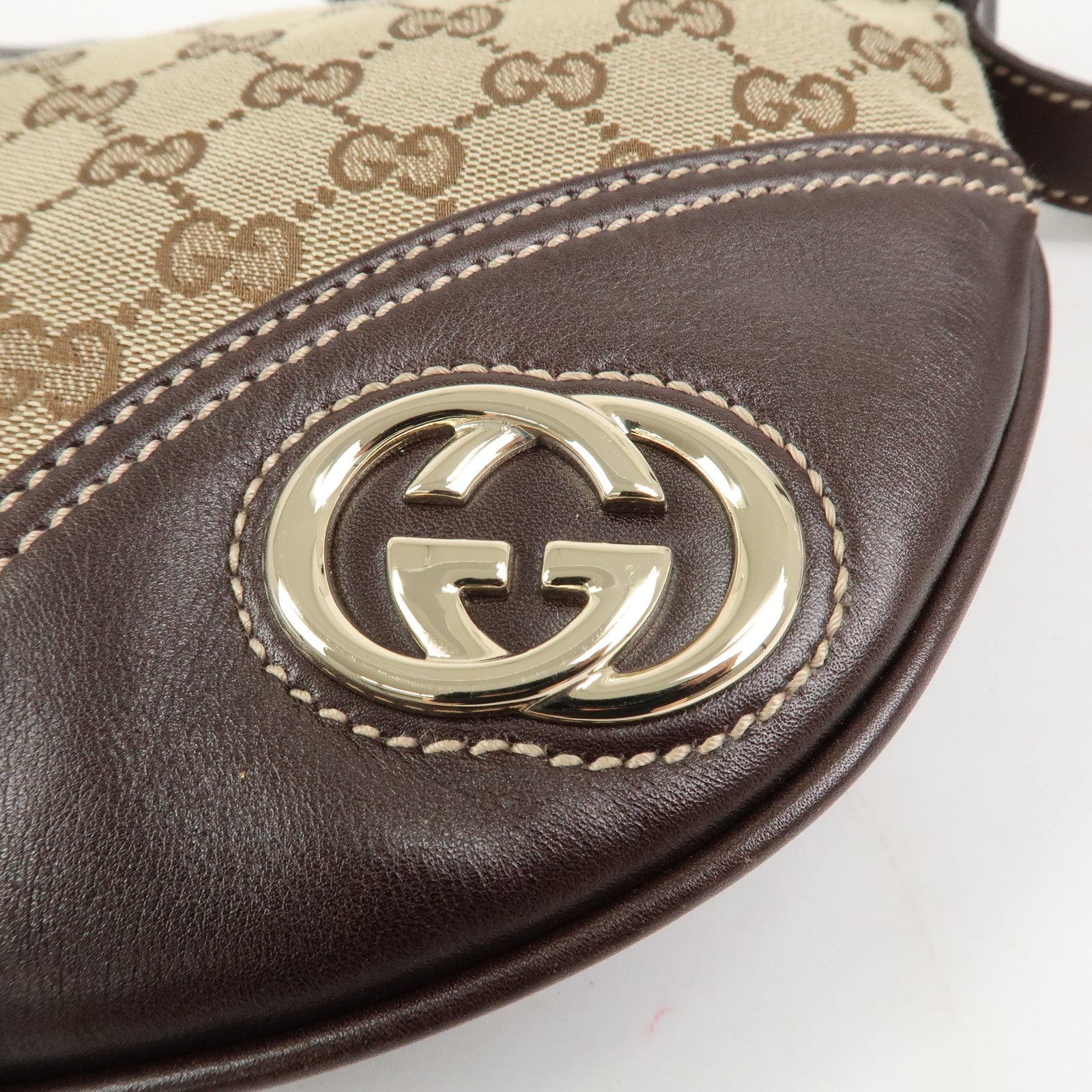 GUCCI New Britt Interlocking G Canvas Leather Shoulder Bag 169998