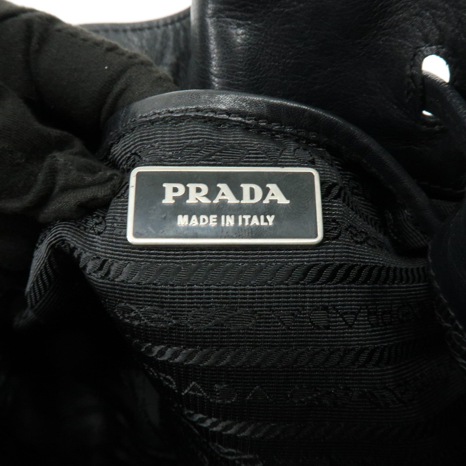PRADA Triangle Logo Nylon Leather Tote Bag Hand Bag Black BR3616