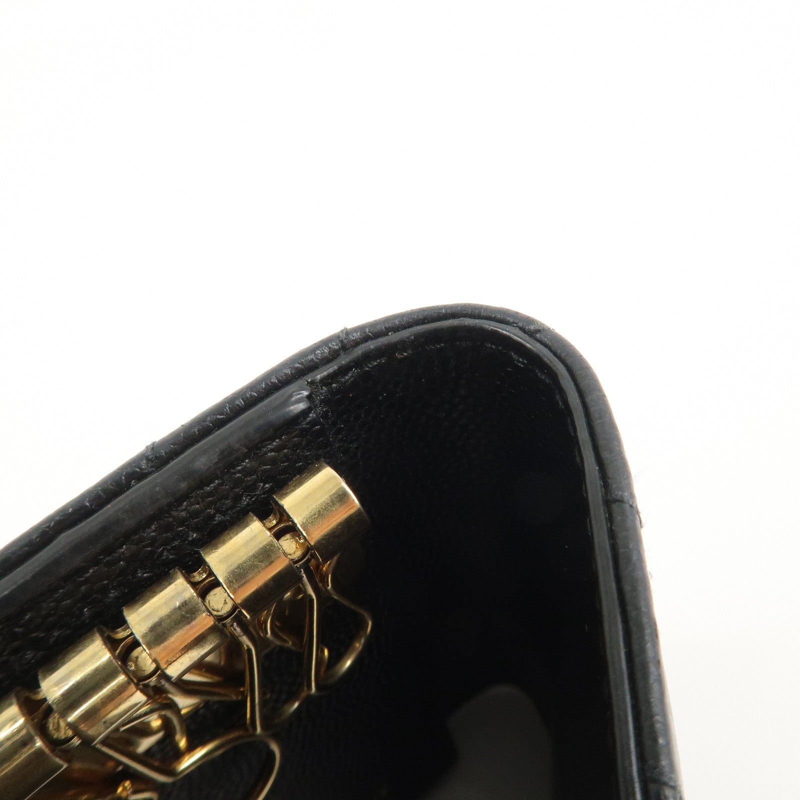 SAINT LAURENT PARIS Leather Key Case Key Holder Black 580656