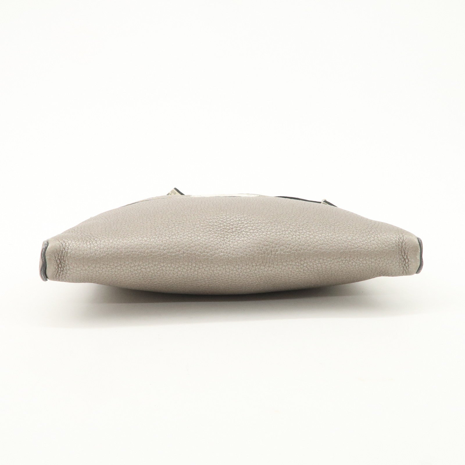 FENDI Selleria Leather Shoulder Bag Crossbody Bag Gray 8BT092