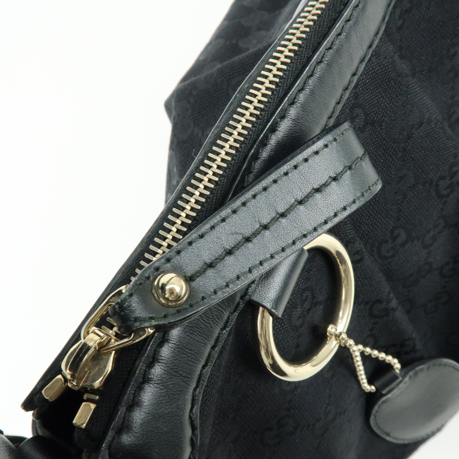 GUCCI Sukey GG Canvas Leather Shoulder Bag Black 232955