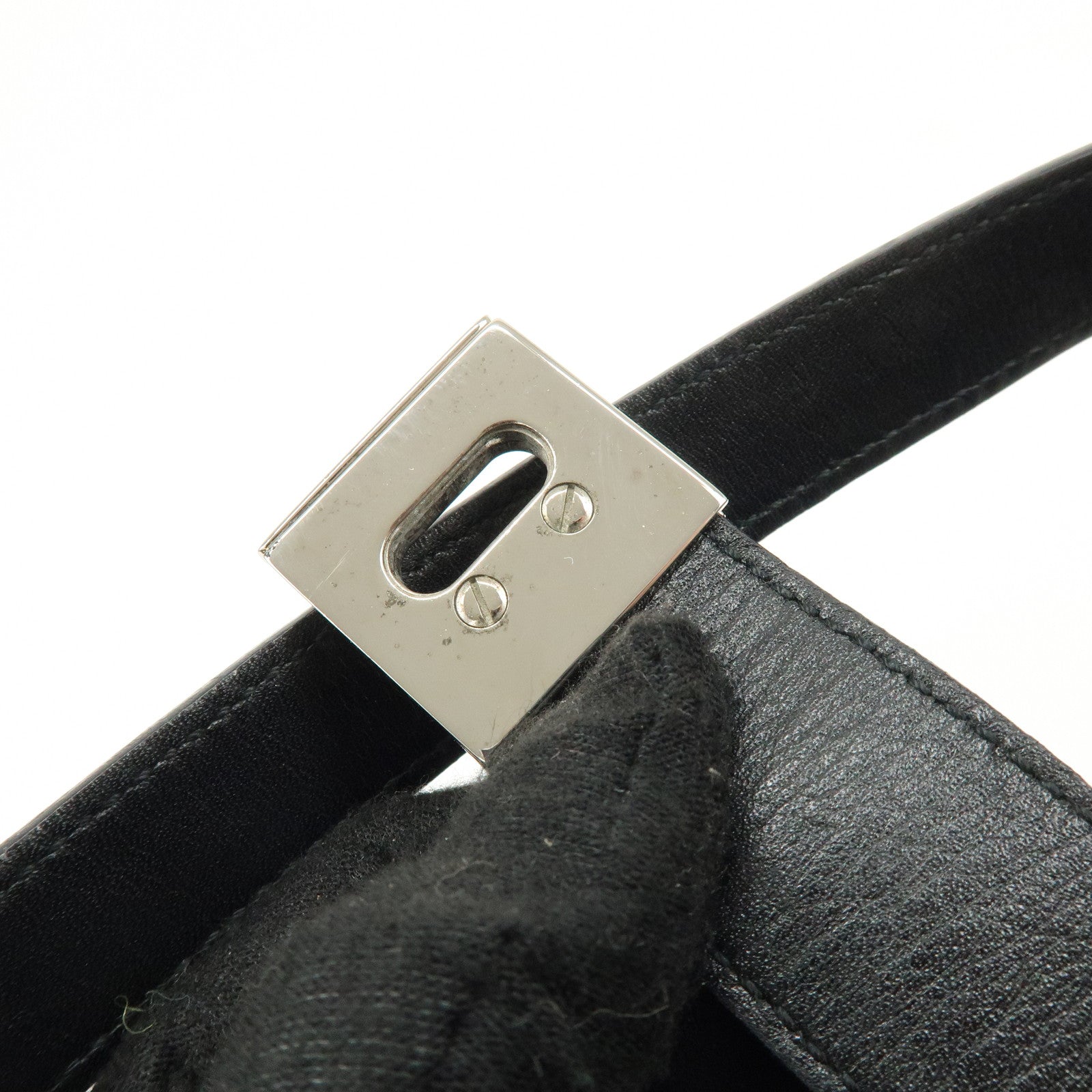 Ferragamo Gancini Leather Hobo Hand Bag Black