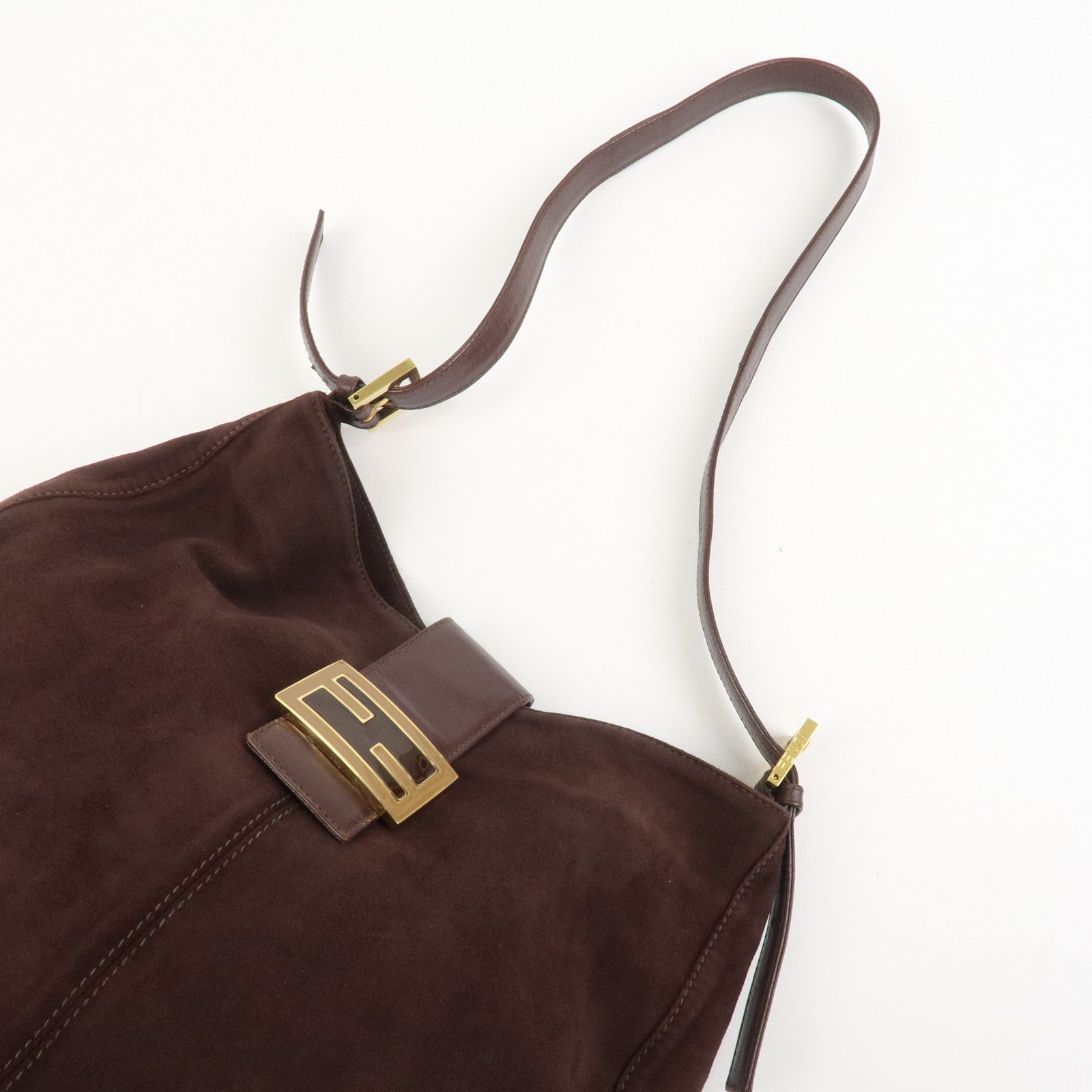 FENDI Suede Leather Shoulder Bag Hand Bag Brown 26327