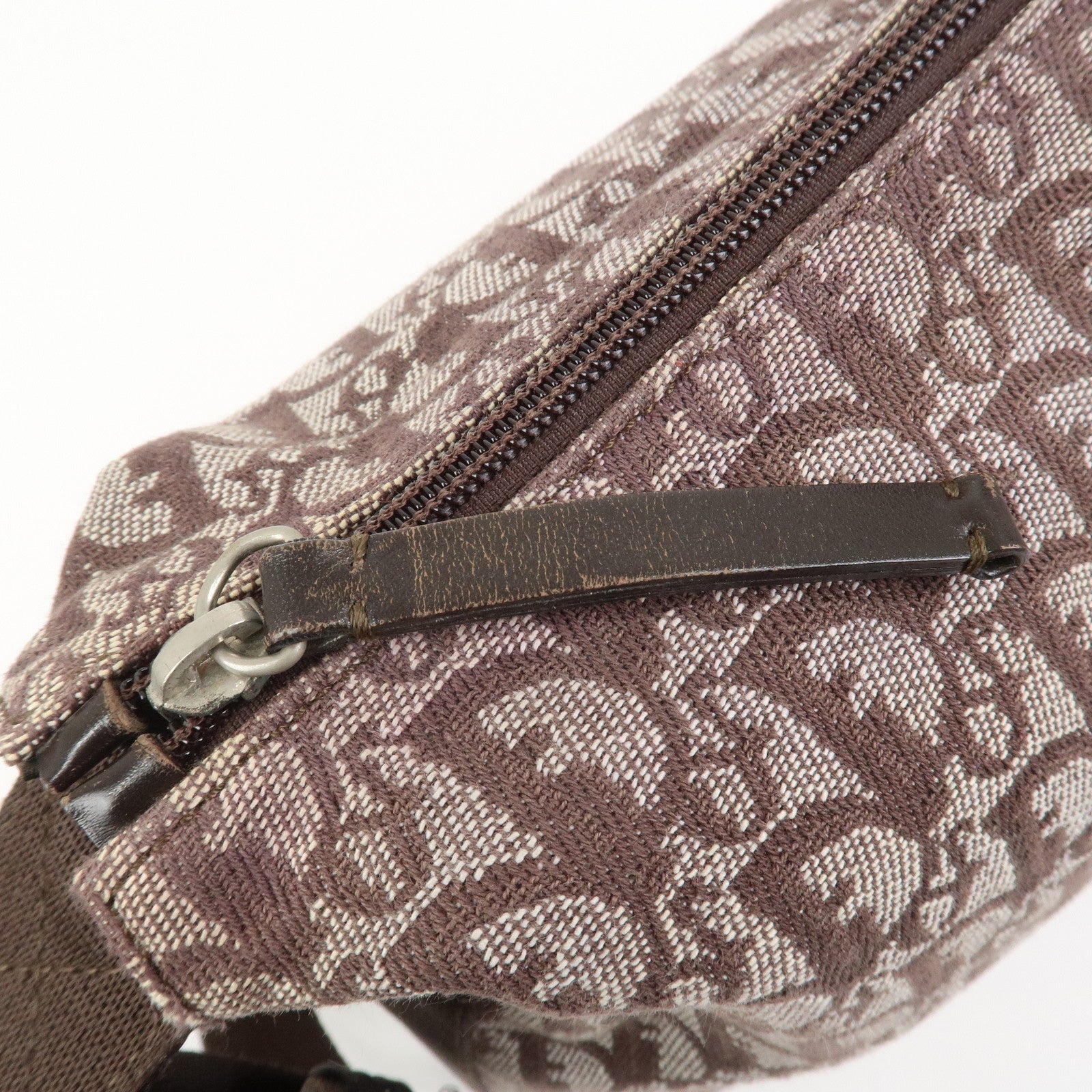 Christian Dior Trotter Jacguard Canvas Shoulder Crossbody Bag Brown