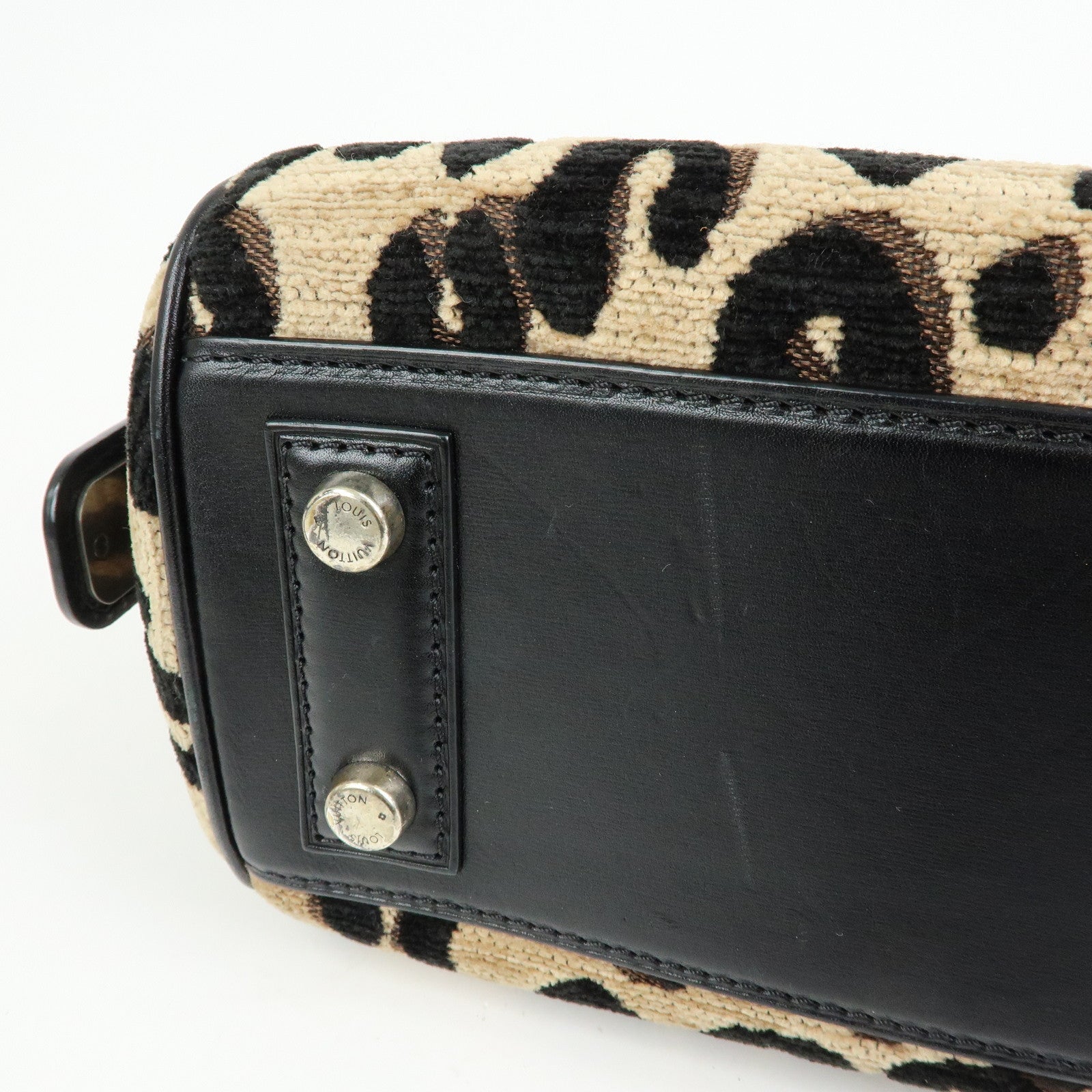 Louis Vuitton Jacquard Canvas Leather Leopard Baby Hand Bag M94257