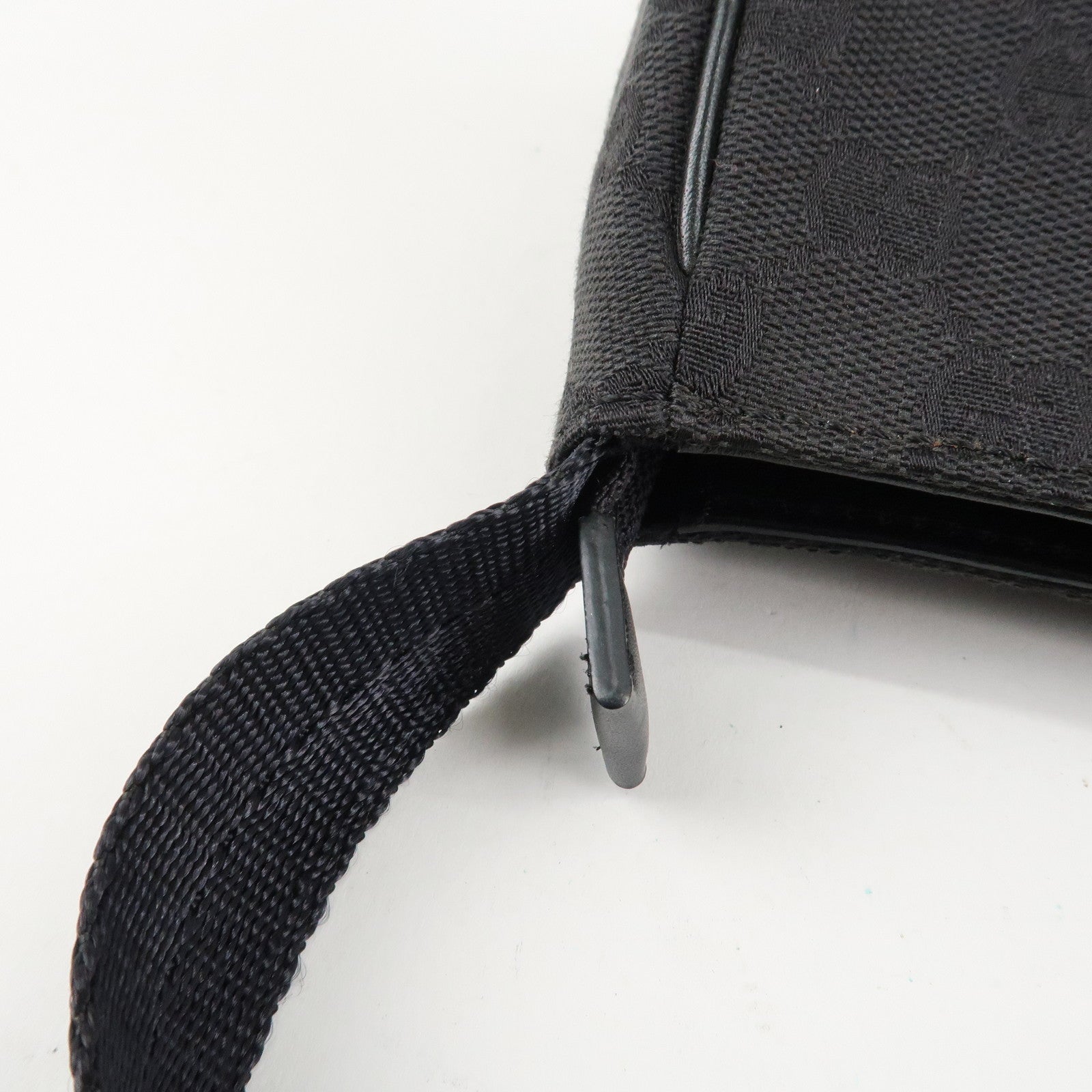 GUCCI GG Canvas Leather Mini Handbag Pouch Black 106644 Used