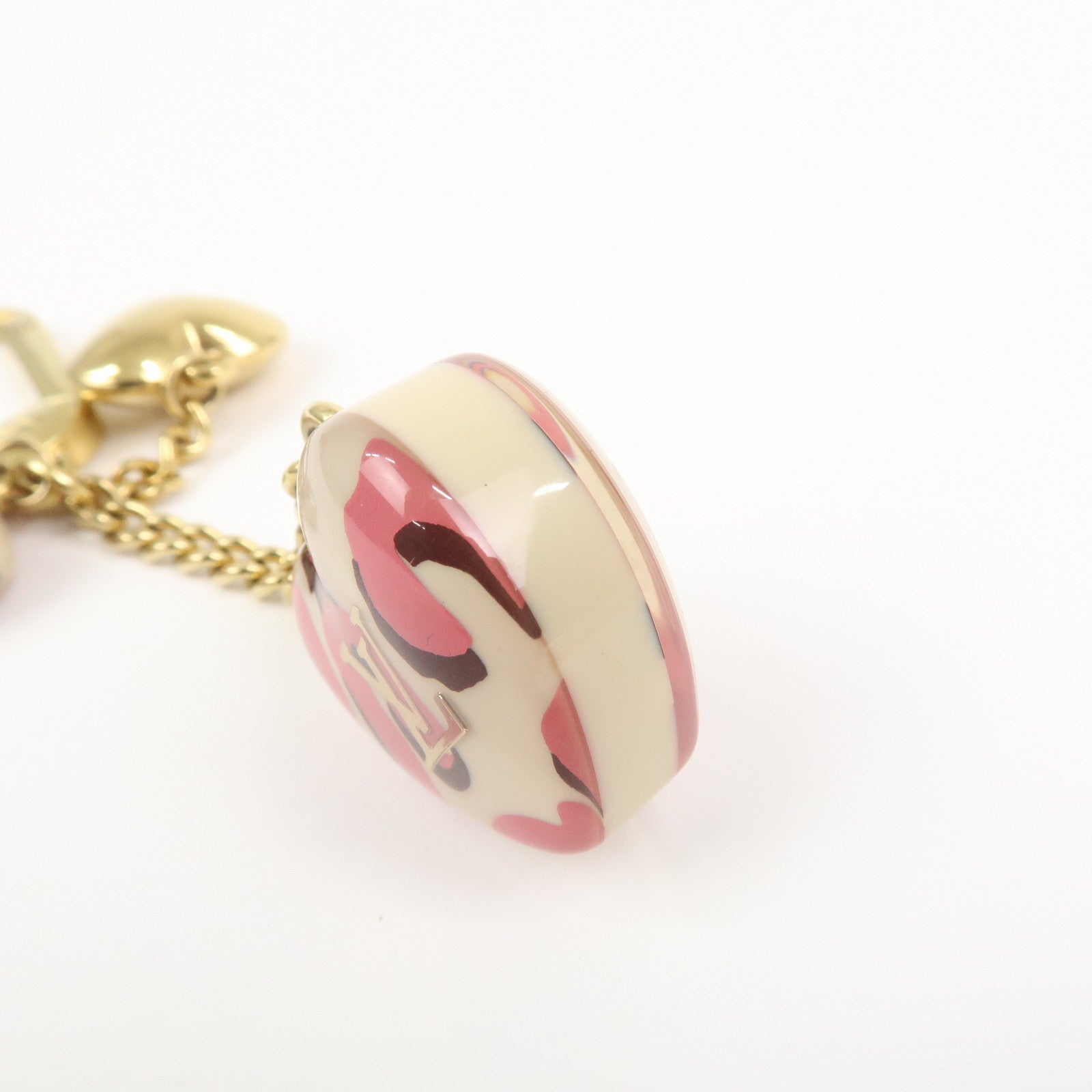 Louis Vuitton Porte Cles Leopard Bag Charm Blanc Corail M66263