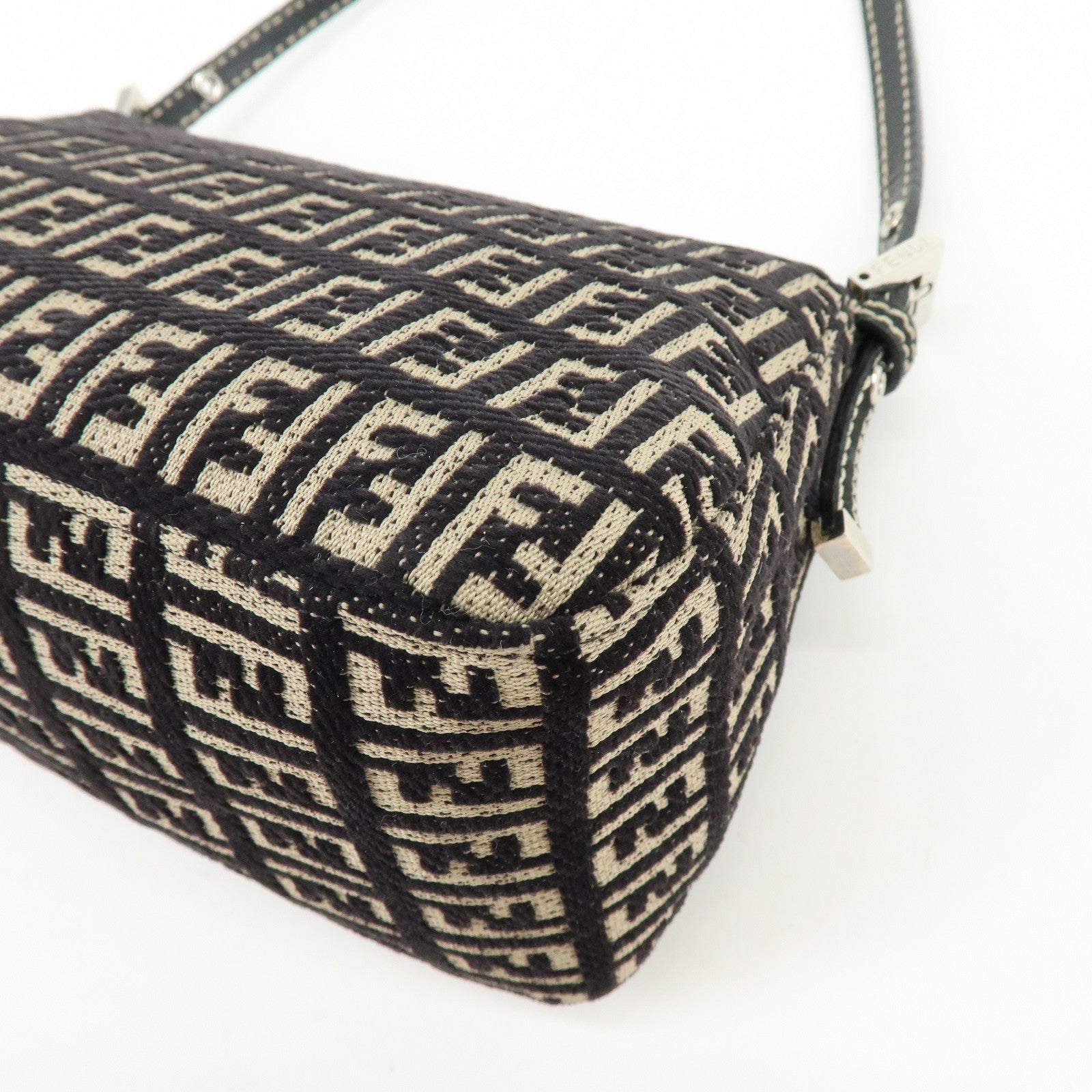 FENDI Mini Mamma Baguette Zucchino Canvas Shoulder Bag 8BR180