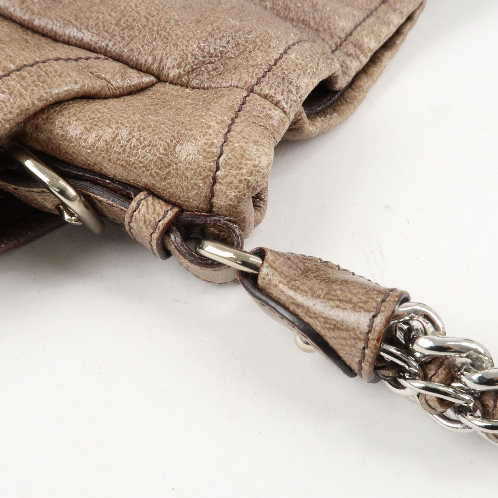 PRADA Logo Leather Shoulder Bag Hand Bag Brown Used