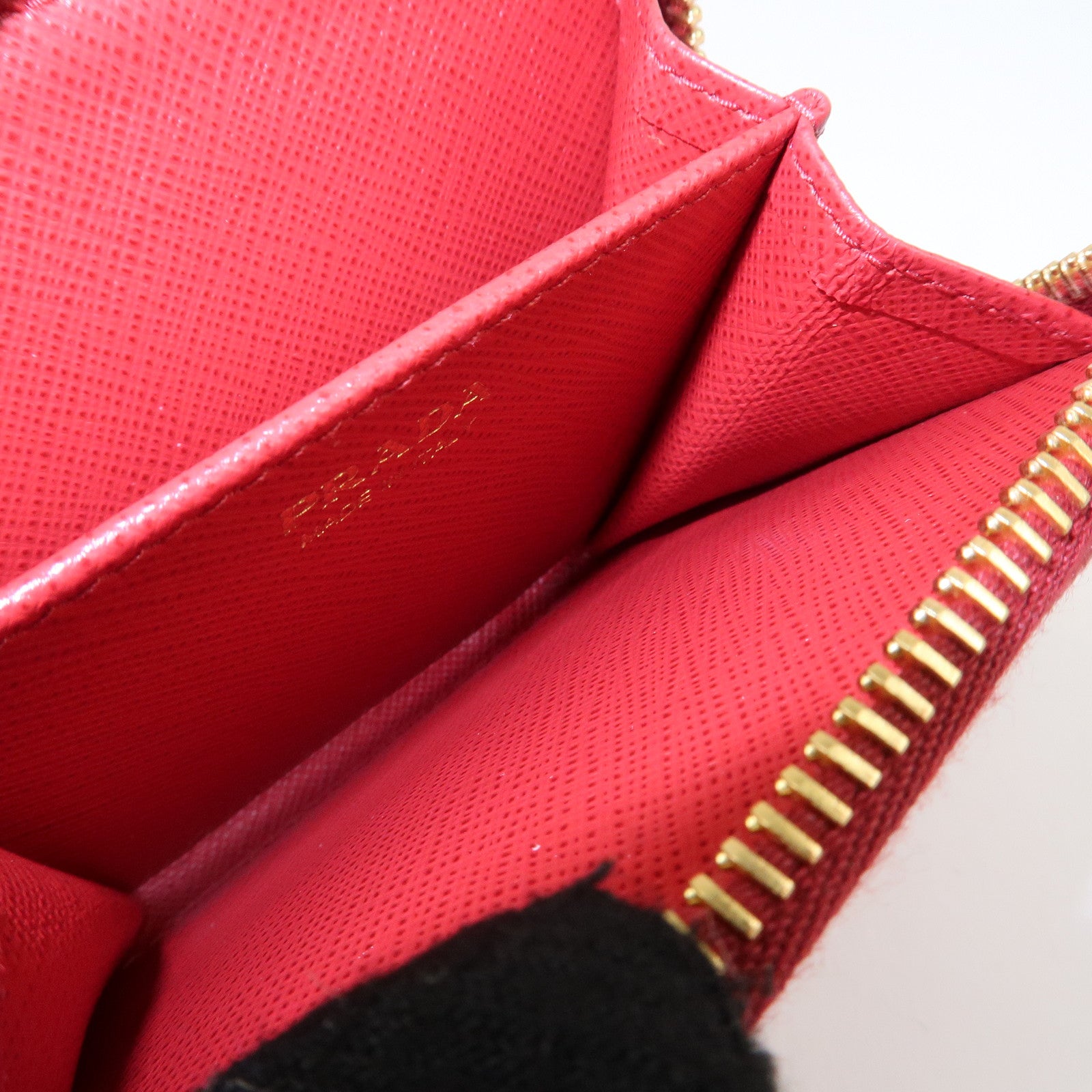 PRADA Leather Zippy Coin Case Red Gold Hardware 1ML025 Used
