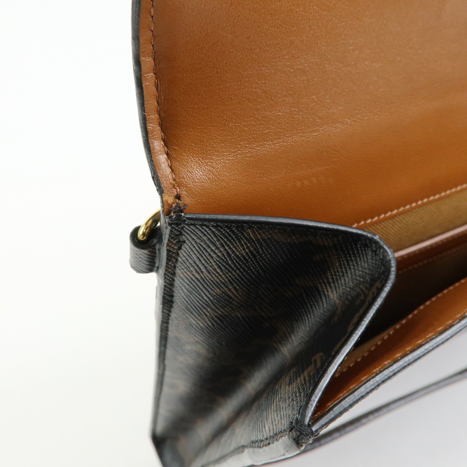 CELINE Triomphe PVC Leather Clutch Bag Pouch Black Brown
