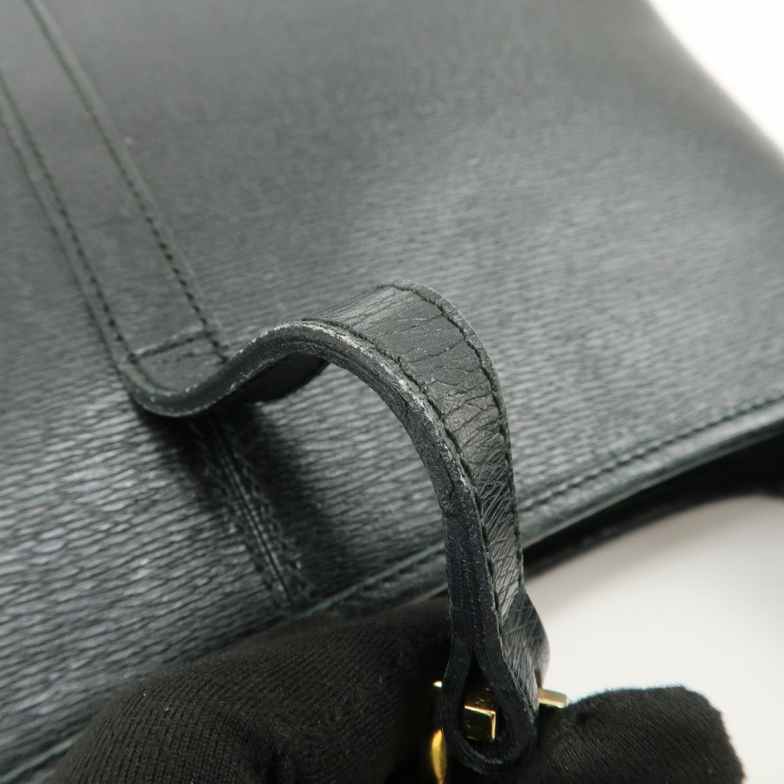 GUCCI Bamboo Leather Kandinsky Shoulder Bag Black 001・4060・002058