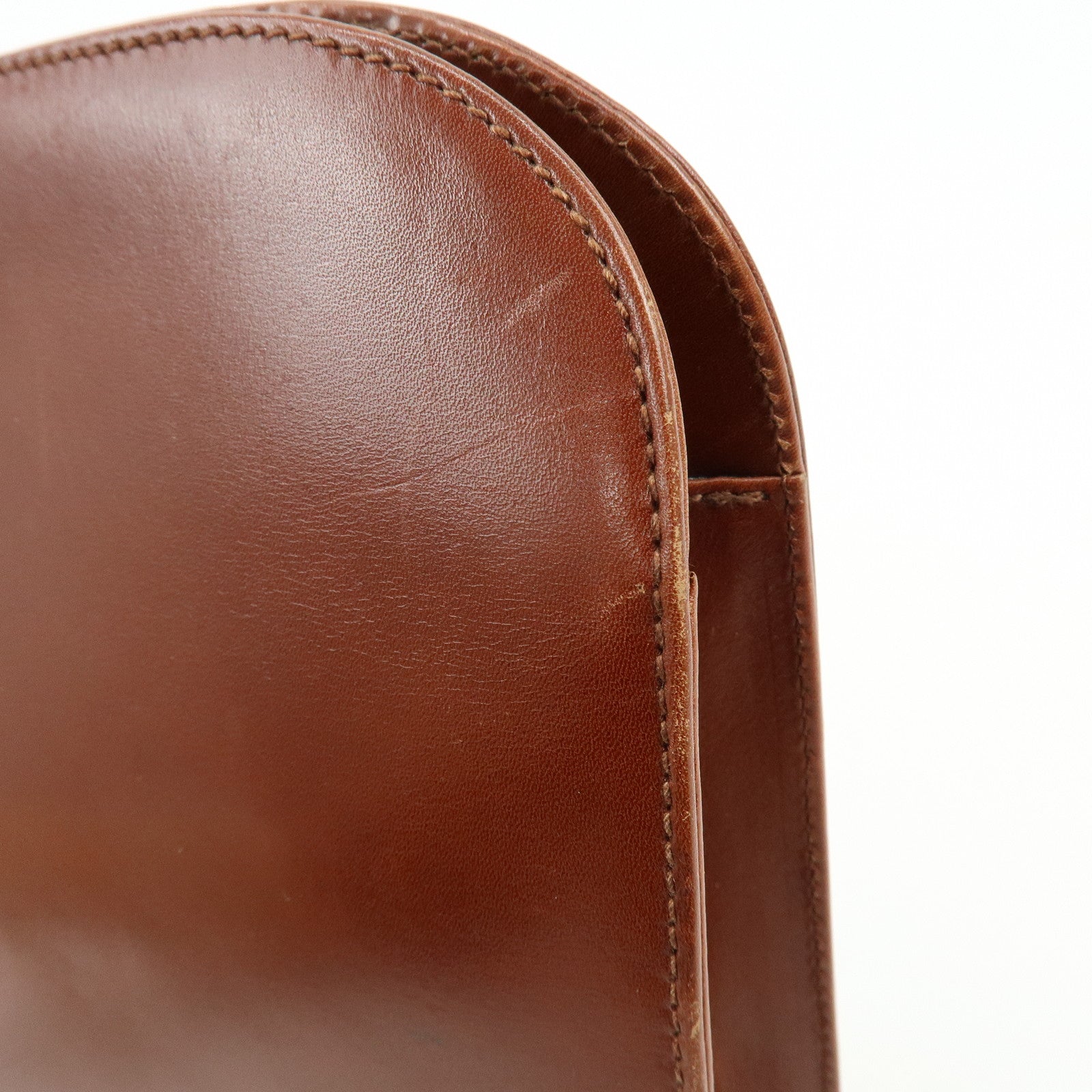 Ferragamo Gancini Calf Skin Leather Chain Shoulder Bag Brown